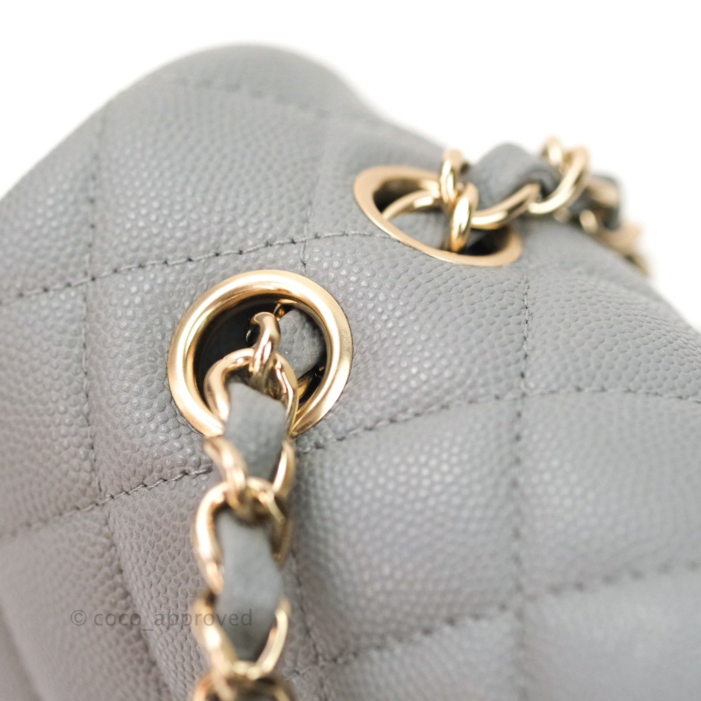 Chanel Classic M/L Medium Double Flap Quilted Grey Caviar Gold Hardware 20C