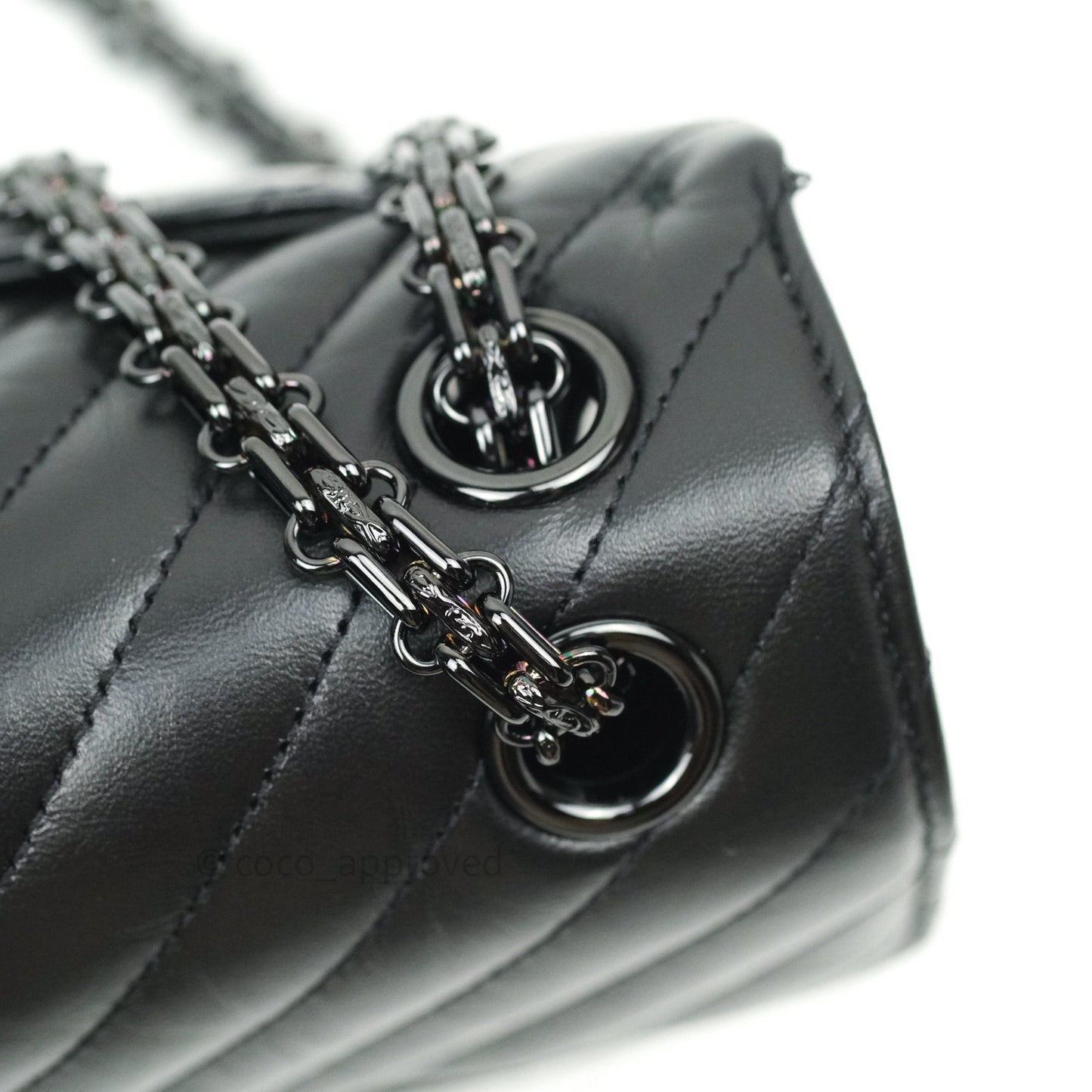Chanel Mini Reissue 224 So Black Chevron Calfskin Black Hardware