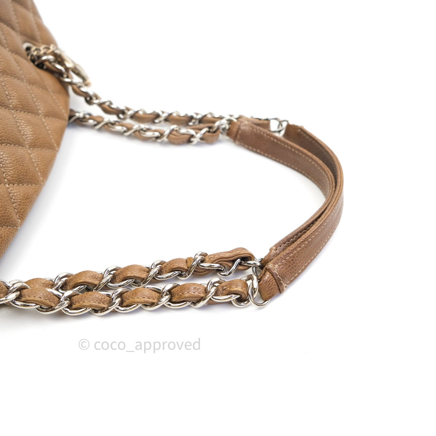 Chanel Mademoiselle Bowling Medium Light Brown Caviar Leather Silver Hardware