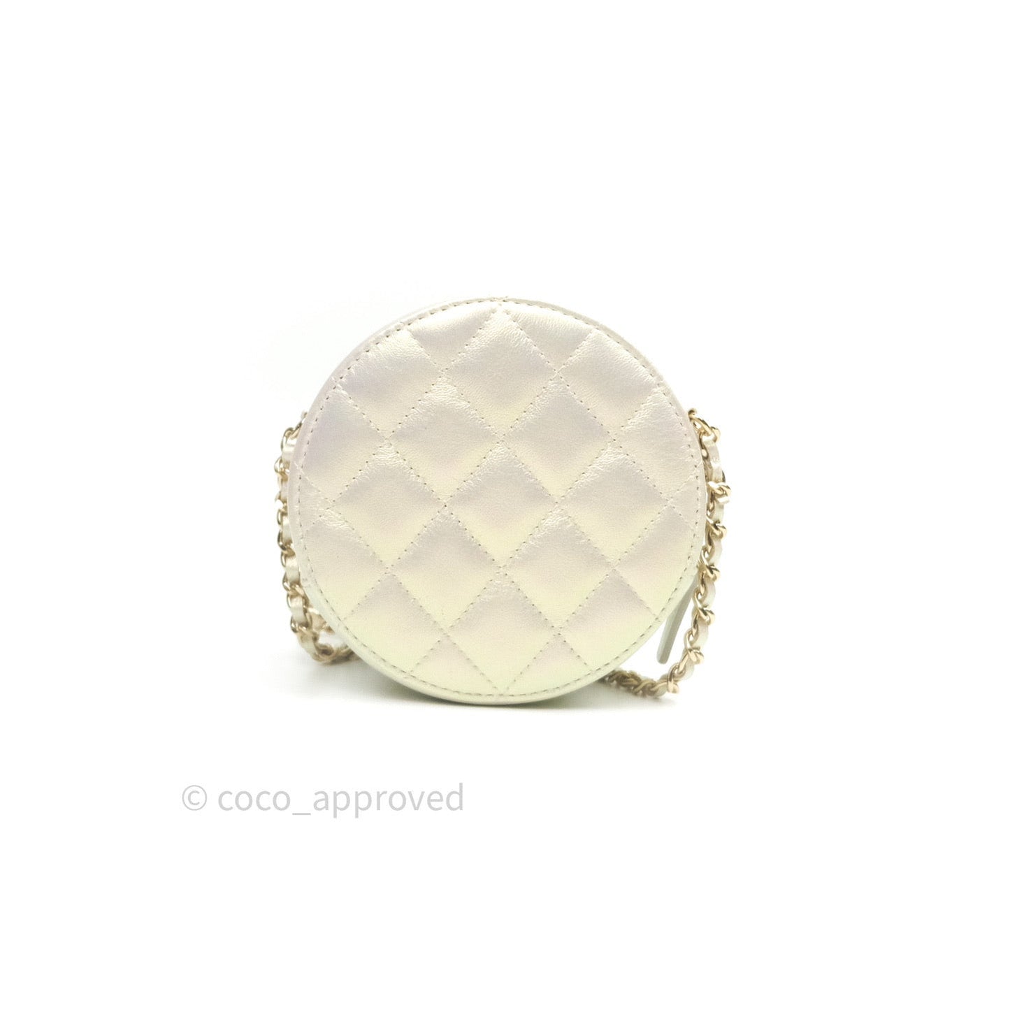 Chanel Round Circle Bag Iridescent Ivory Gold Hardware
