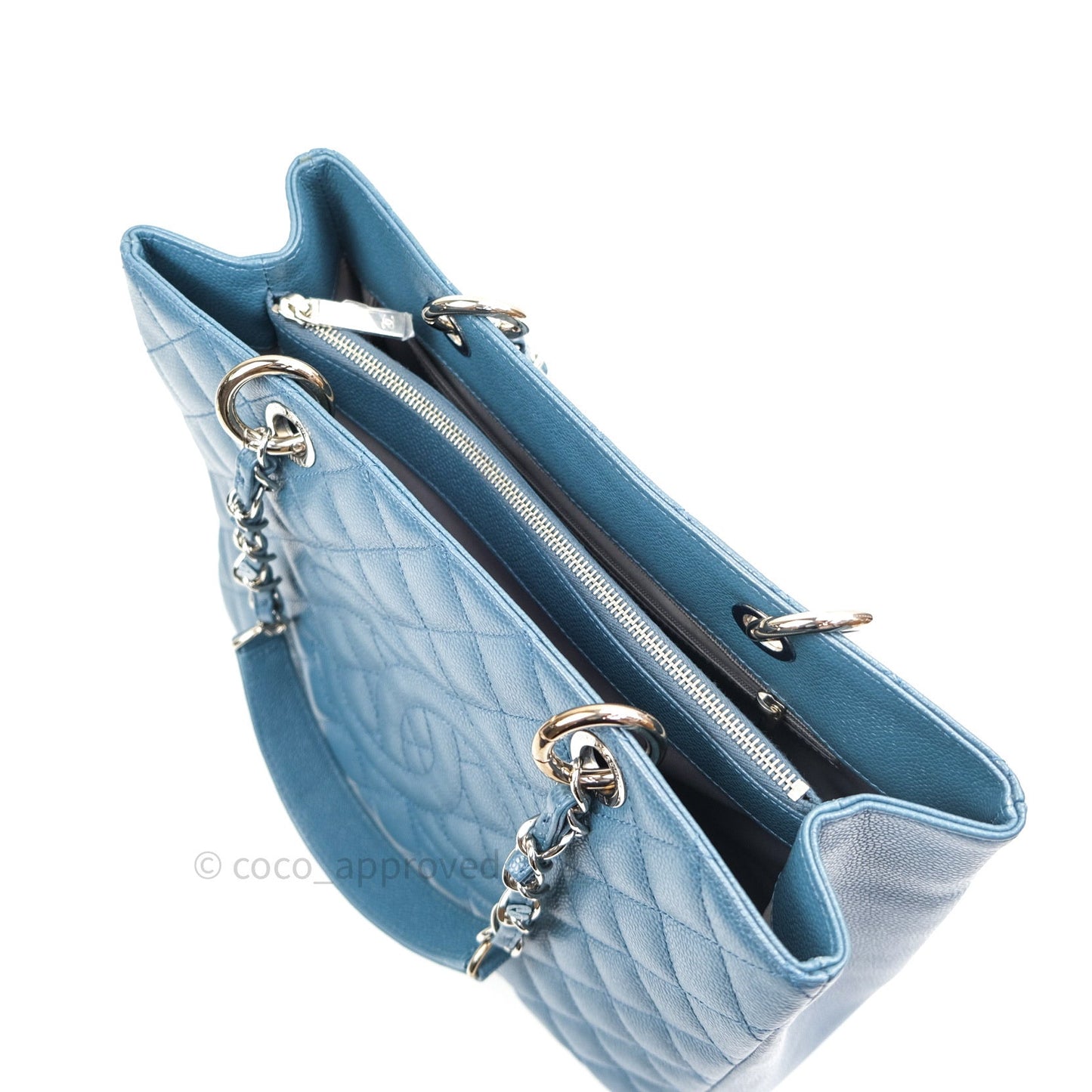 Chanel GST Grand Shopping Tote Blue Caviar Silver Hardware