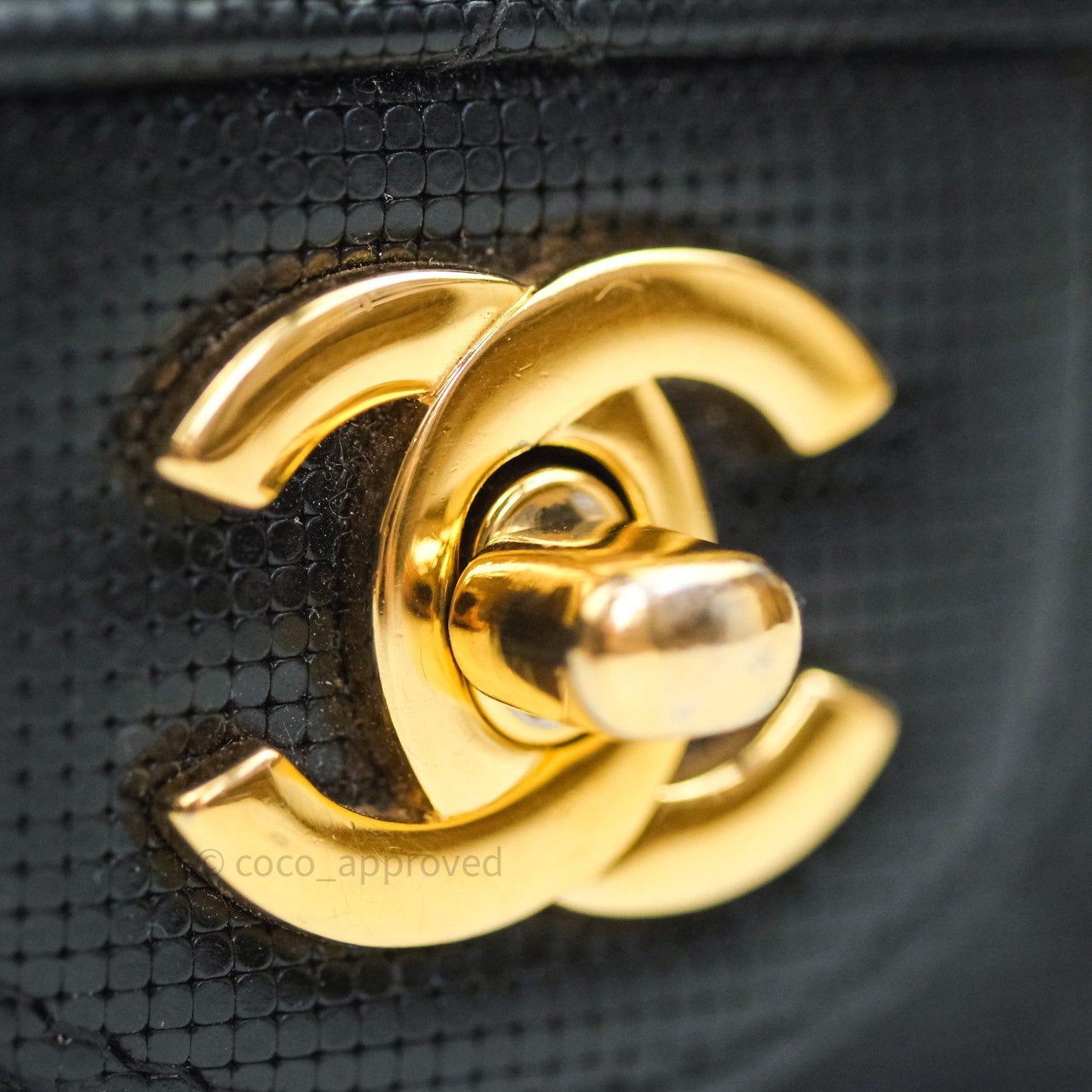 Chanel Metallic Calfskin Quilted Pixel Effect Mini Rectangular Flap Black Gold Hardware