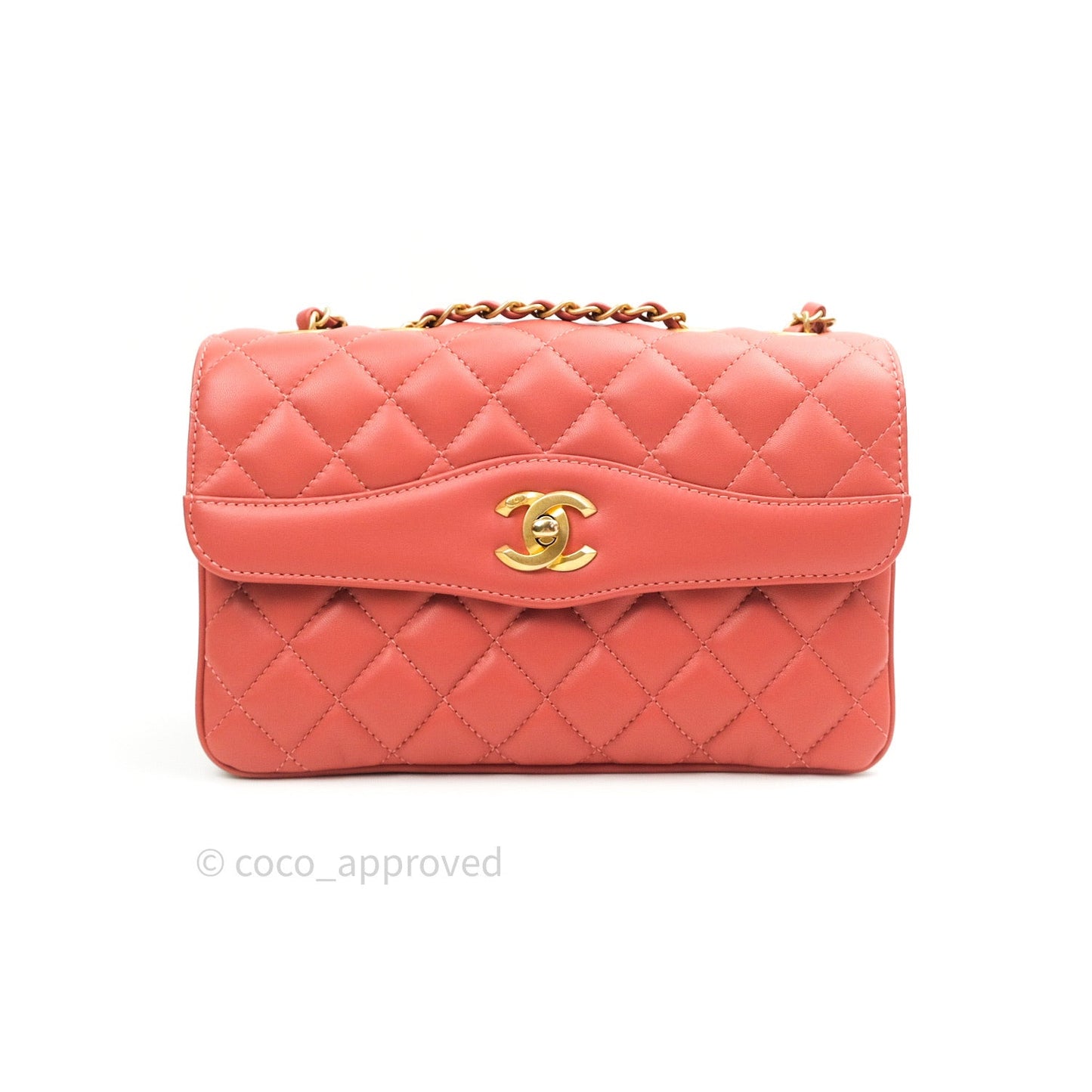 Chanel Coco Vintage Flap Bag Peachy Beige Lambskin Gold Hardware 18C