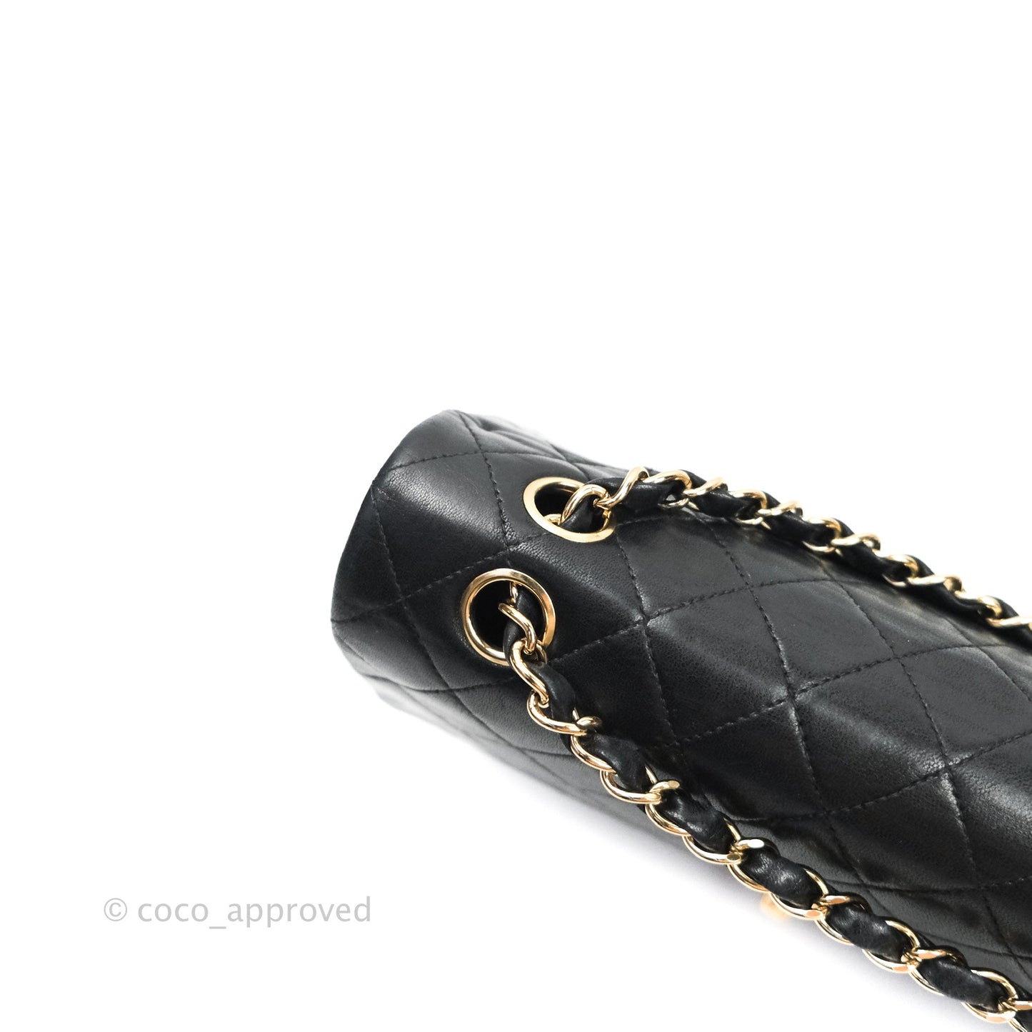 Chanel Vintage M/L Lambskin Medium Double Flap Bag Black