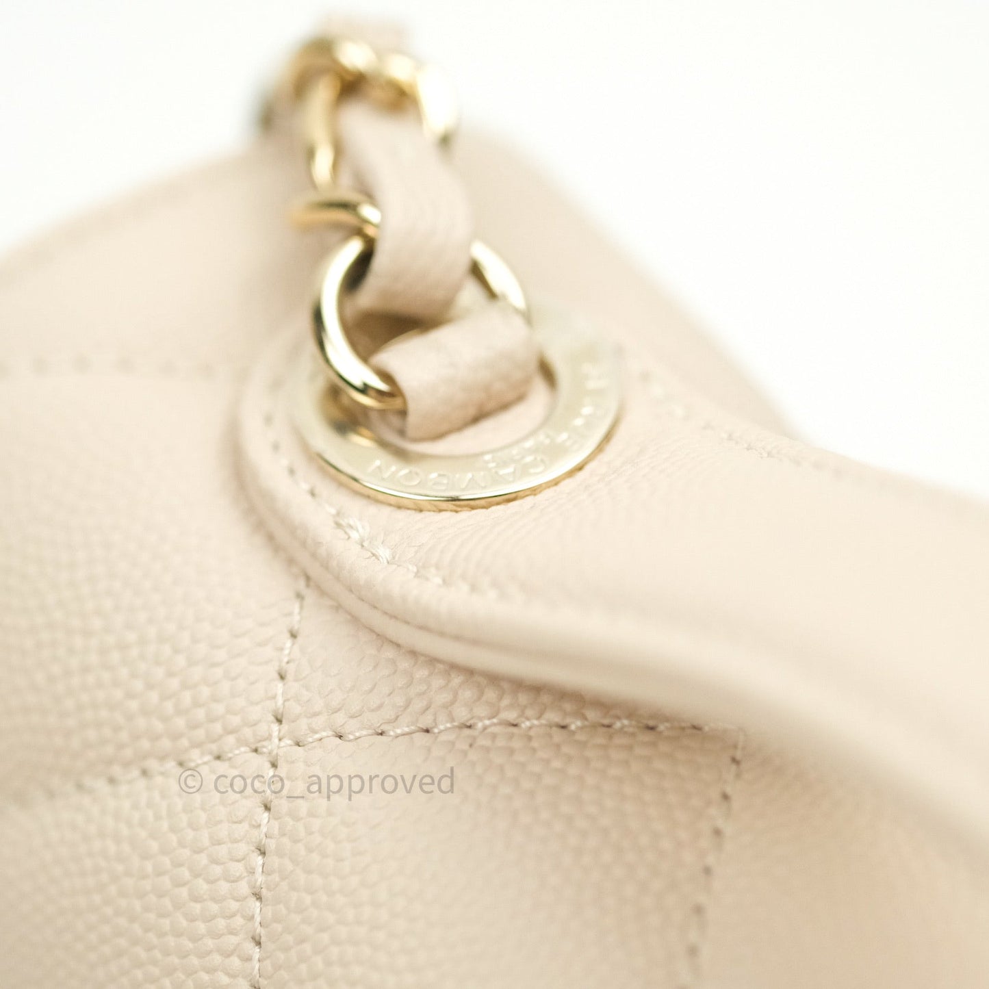Chanel Quilted Medium Business Affinity Flap Beige Caviar Light Gold Hardware