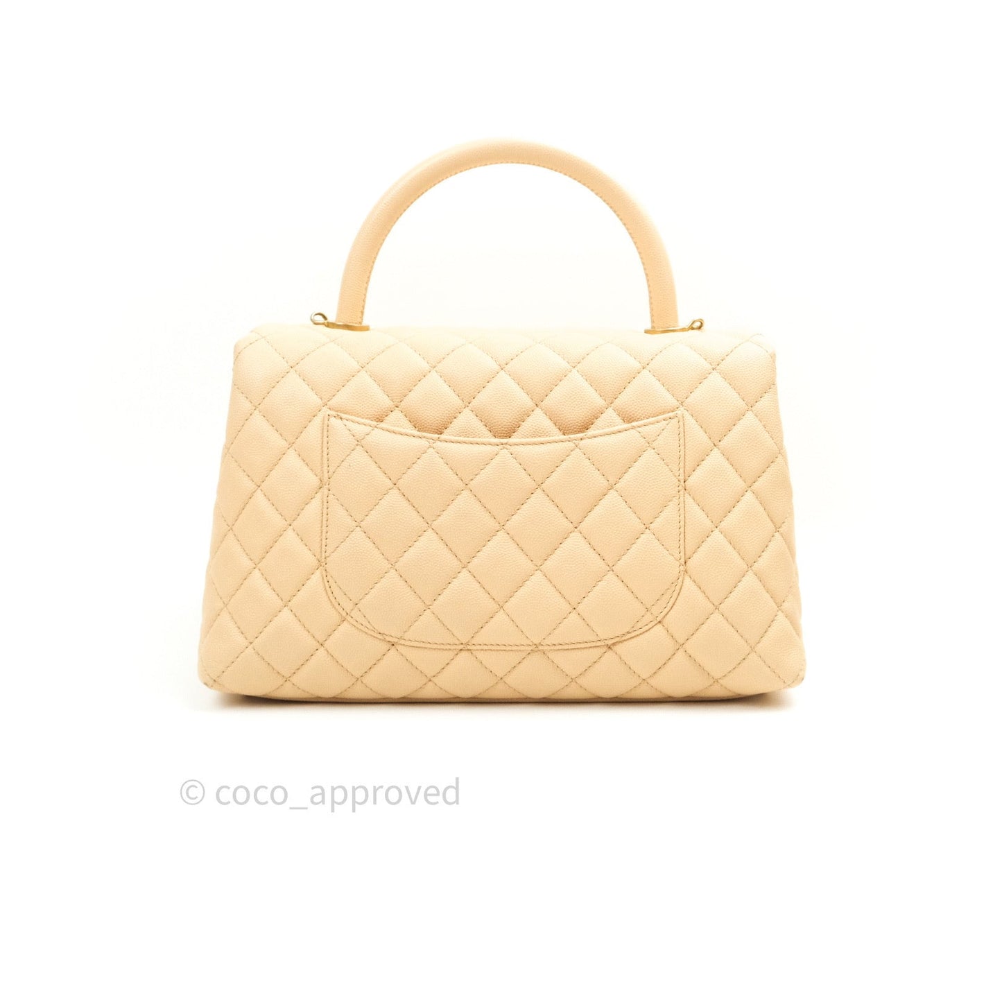 Chanel Small Coco Handle Quilted Beige Caviar Gold Hardware