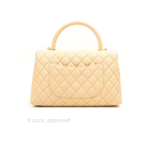 Chanel Small Coco Handle Quilted Beige Caviar Gold Hardware