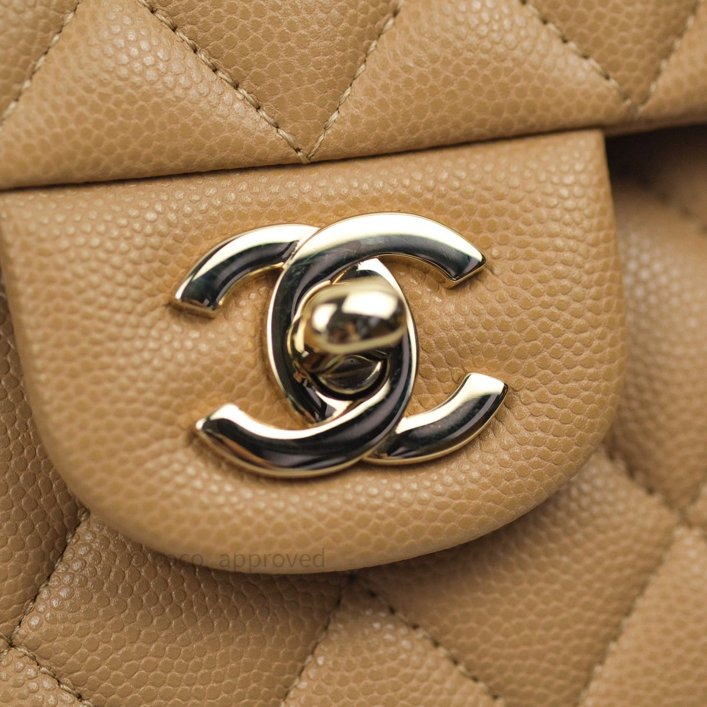 Chanel Quilted M/L Medium Double Flap Dark Beige Gold Hardware 19B