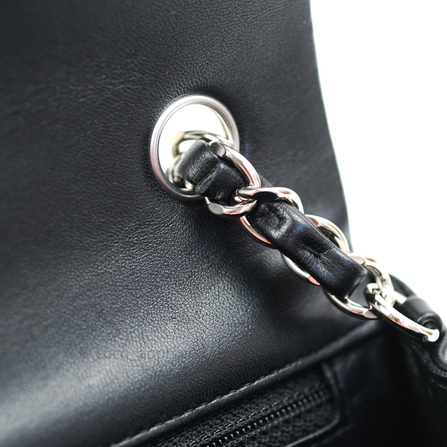 Chanel Quilted Mini Rectangular Black Lambskin Silver Hardware