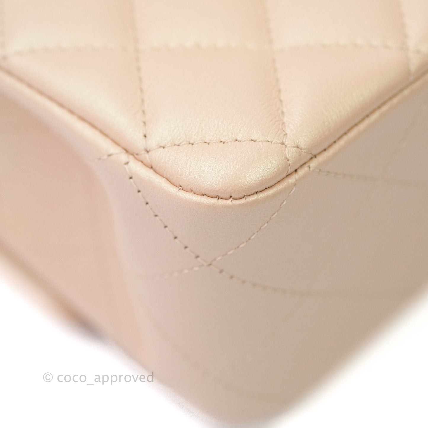 Chanel M/L Medium Double Flap Bag Iridescent Beige Calfskin Gold Hardware 21S