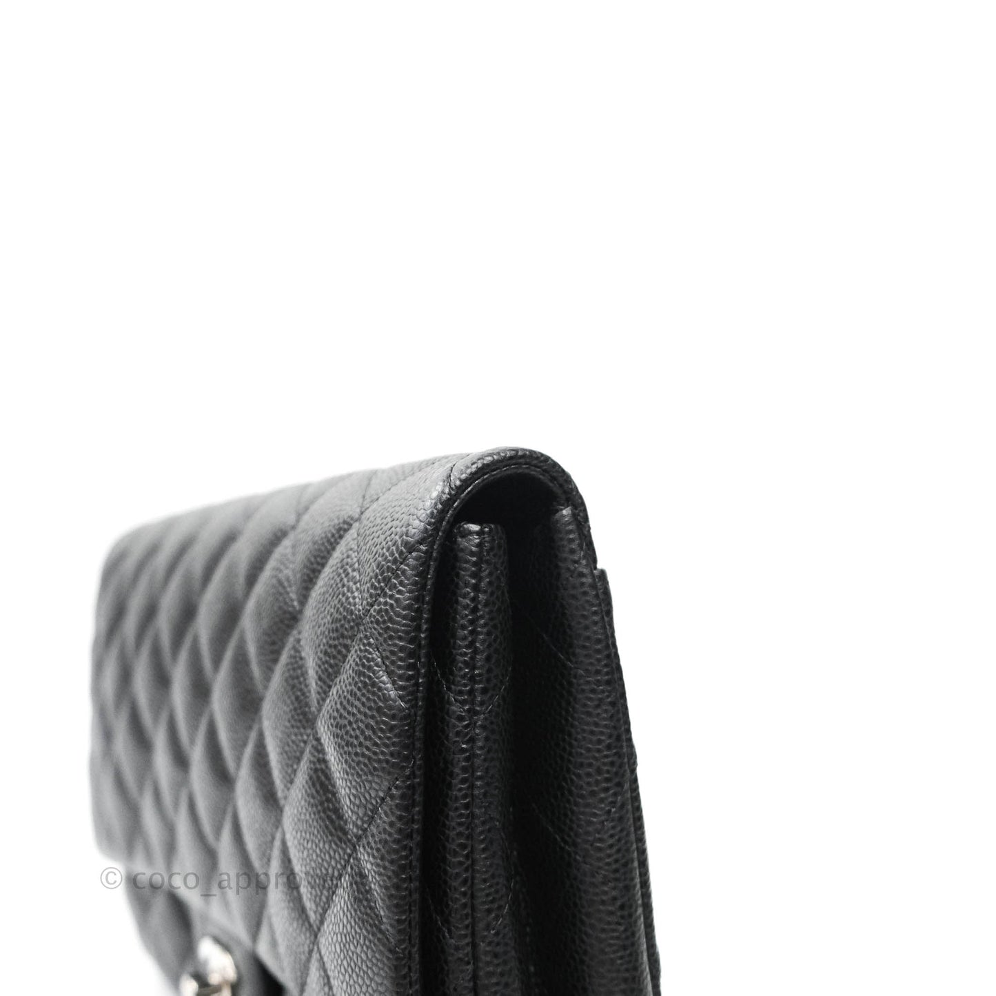Chanel Quilted Clutch with Chain Black Caviar Silver Hardware