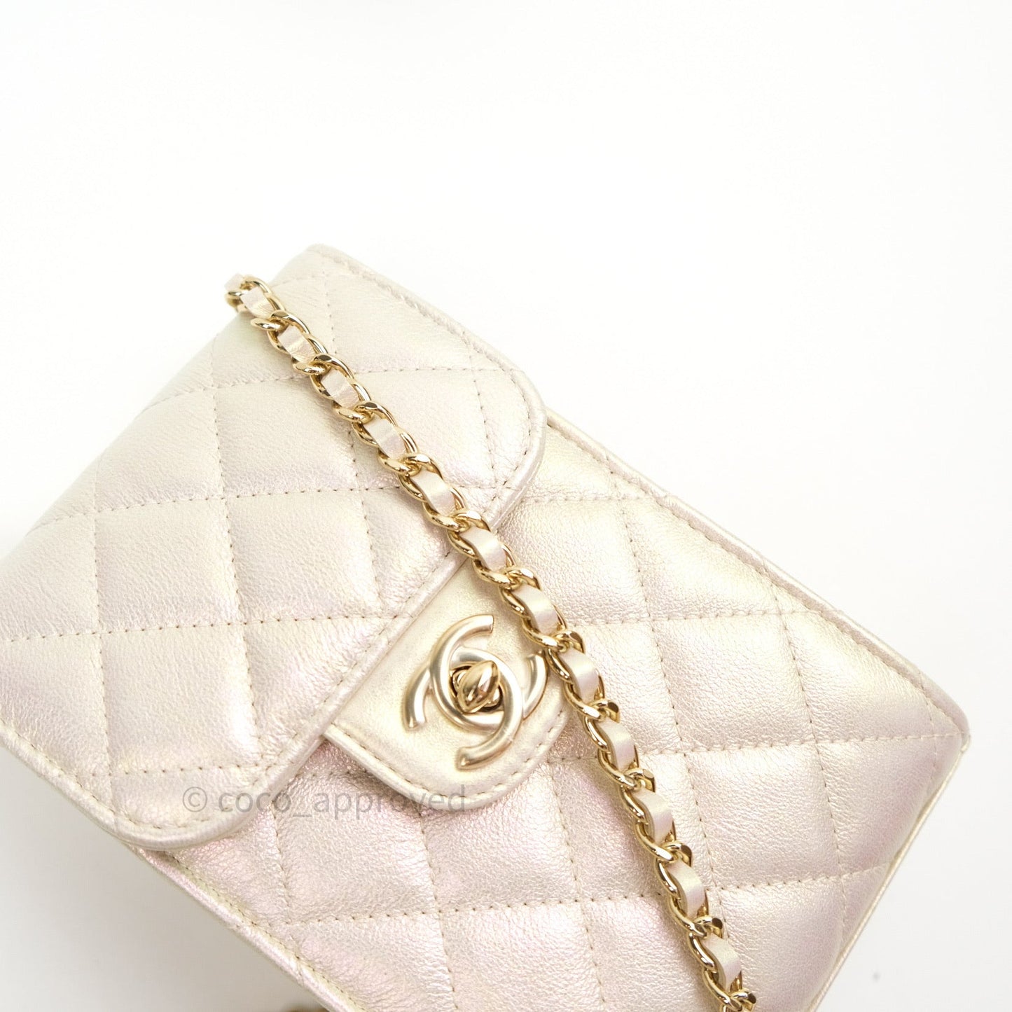 Chanel Classic Ivory Iridescent Gold Hardware Phone Holder