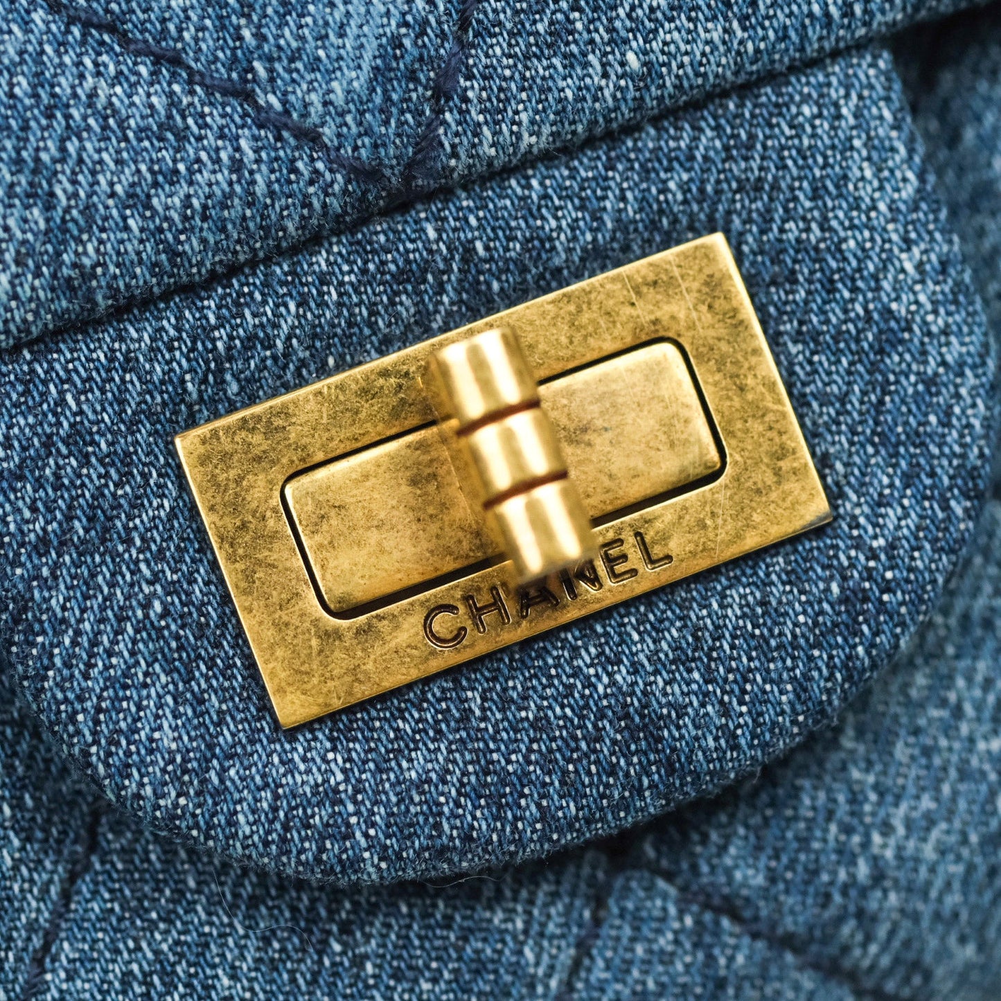 Chanel Reissue Quilted Denim Dark Blue Gold Hardware 226