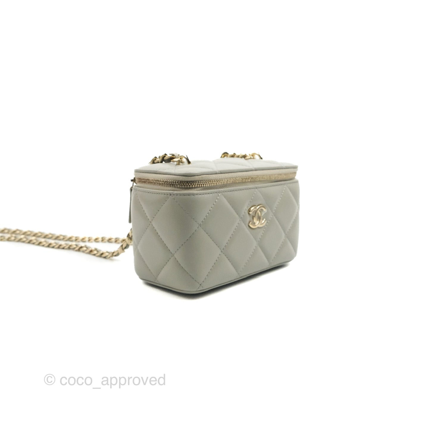 Chanel Vanity with Resin Chain Grey Lambskin Gold Hardware