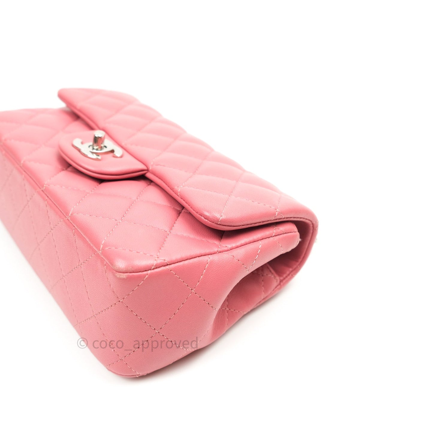 Chanel Quilted Mini Rectangular Pink Lambskin Silver Hardware