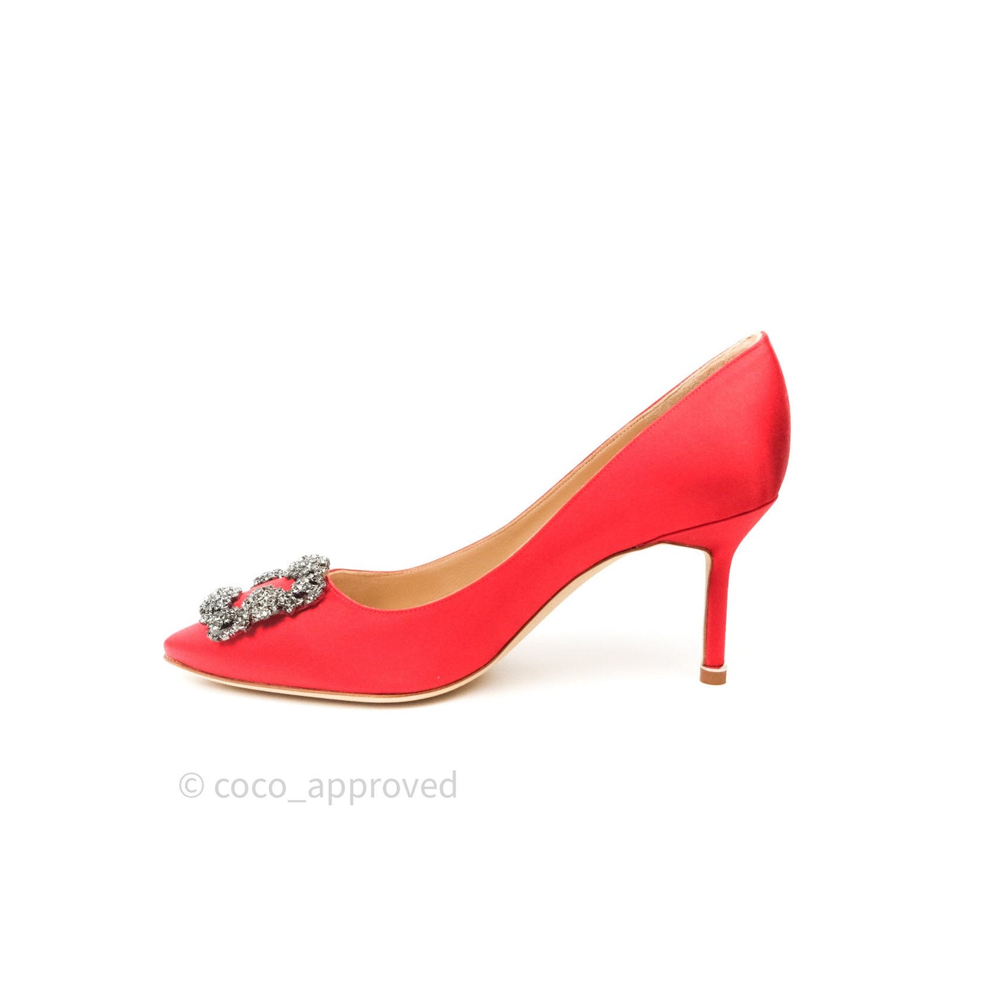 Manolo Blahnik Satin Hangisi Bred Satin Red 70 Pumps 38