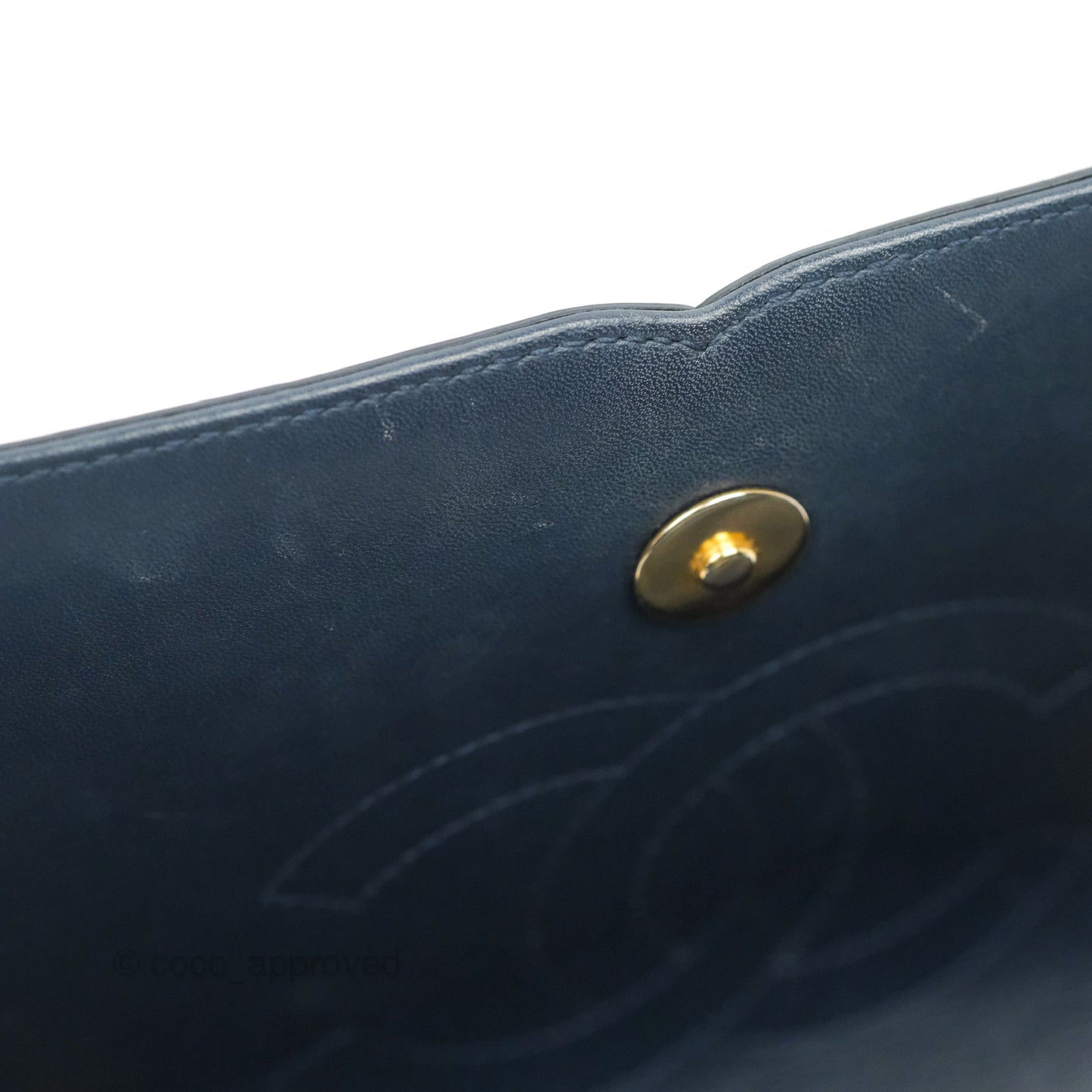 Chanel Quilted Medium CC Filigree Flap Navy Caviar Aged Gold Hardware