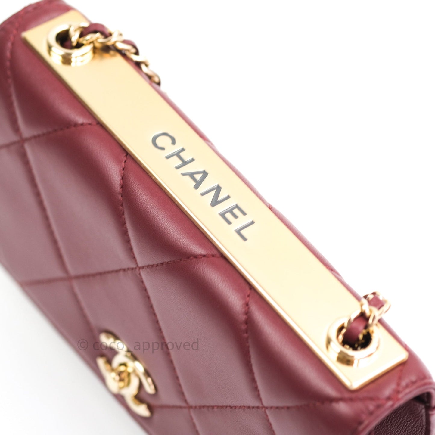 Chanel Trendy CC WOC Wallet on Chain Burgundy Lambskin Gold Hardware