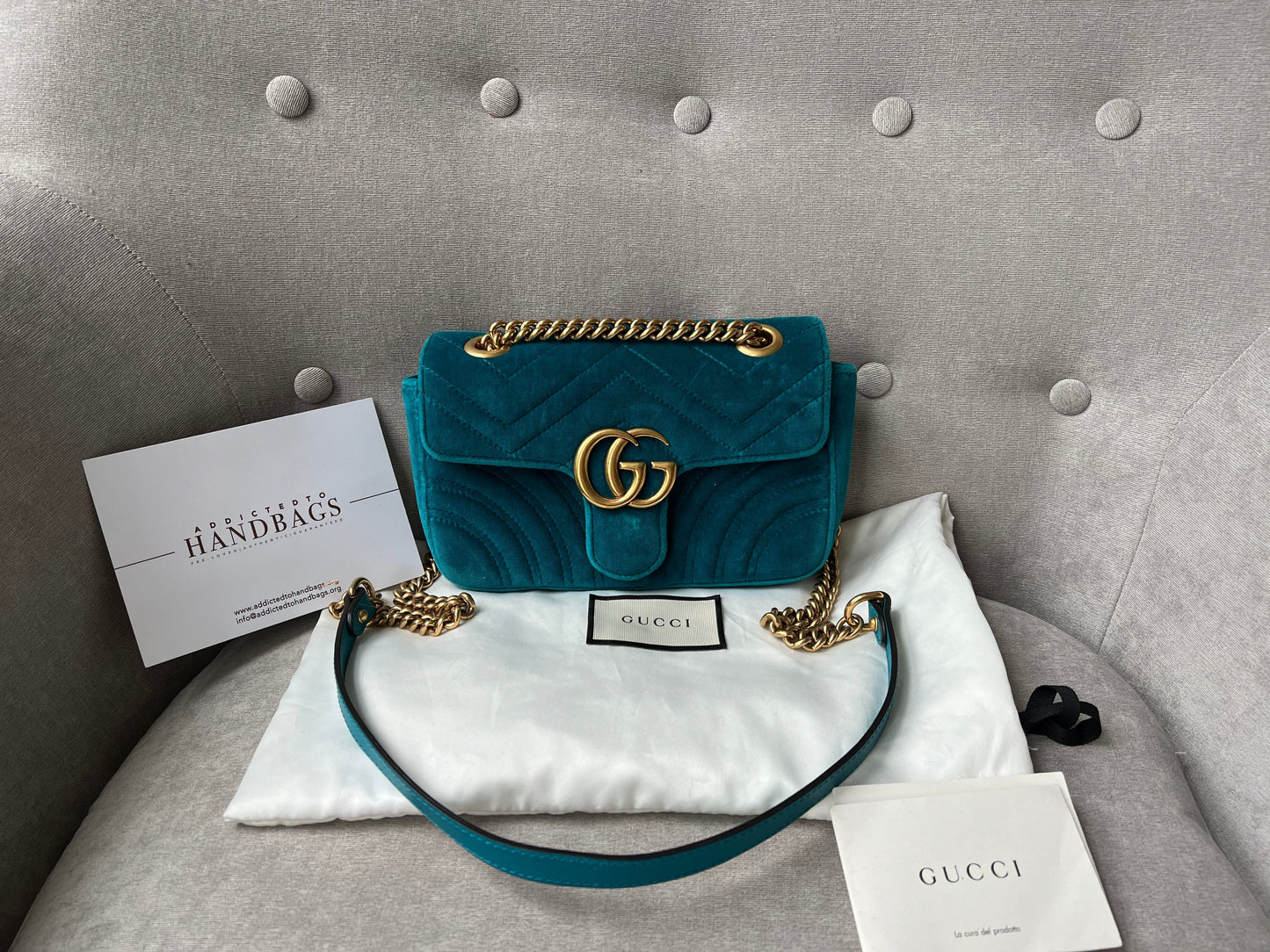 Luxury Gucci GG Mini Velvet Marmont Mini Shoulder Bag