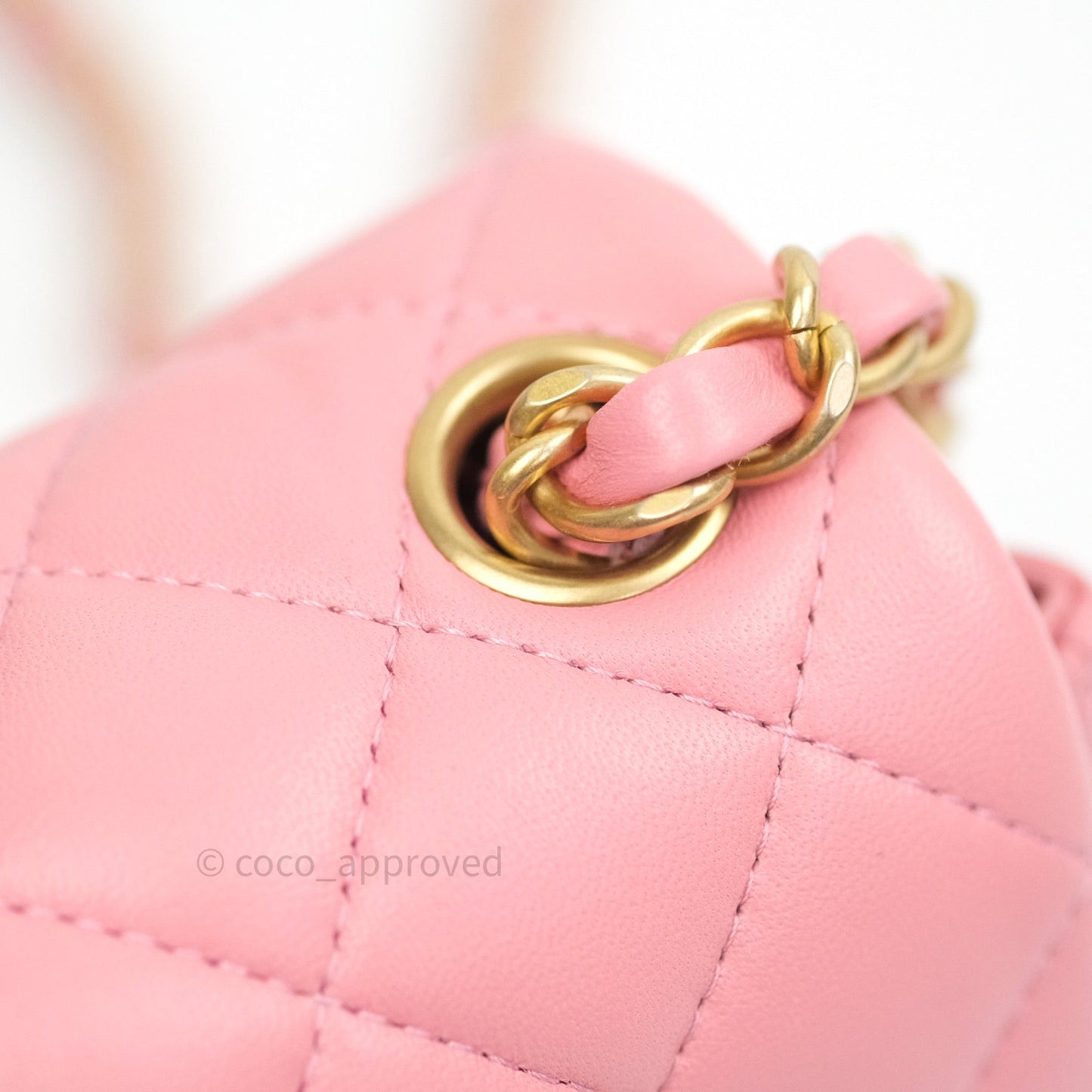 Chanel Mini Square Pink Quilted Lambskin Gold Hardware