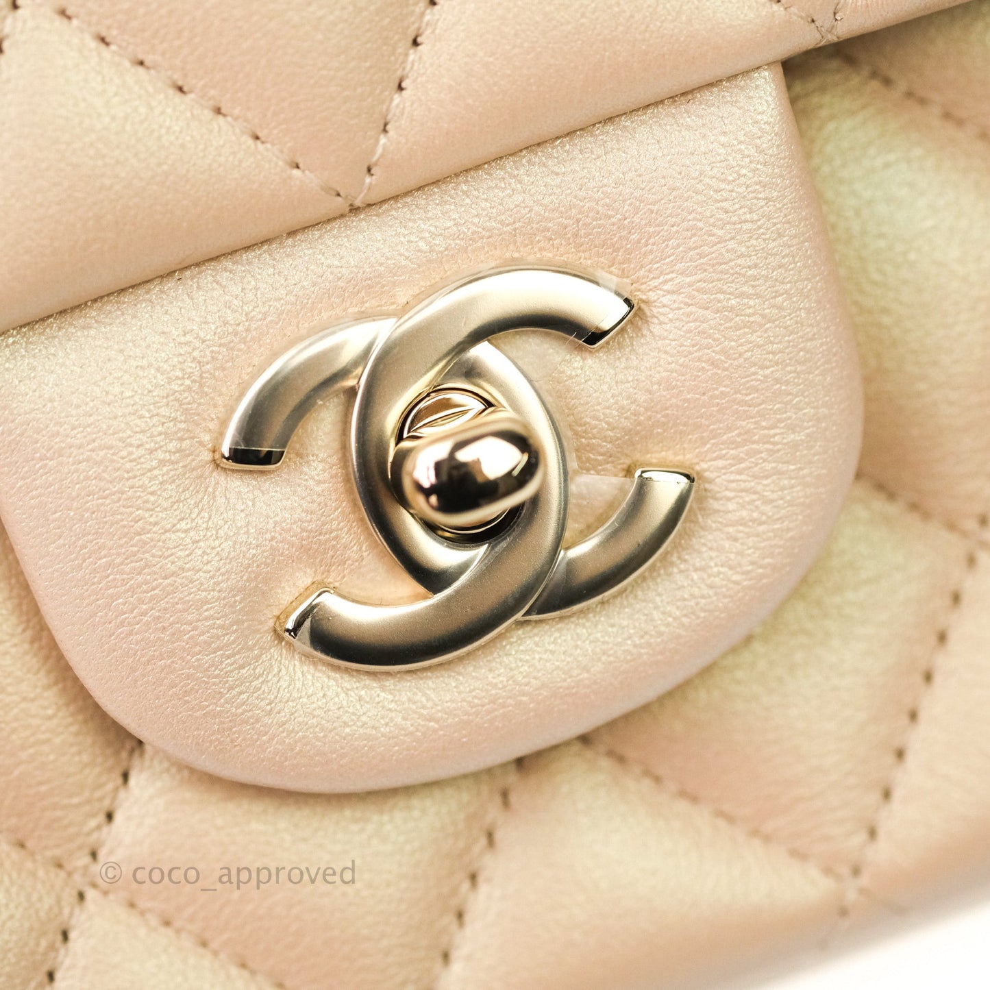 Chanel M/L Medium Double Flap Bag Iridescent Beige Calfskin Gold Hardware 21S