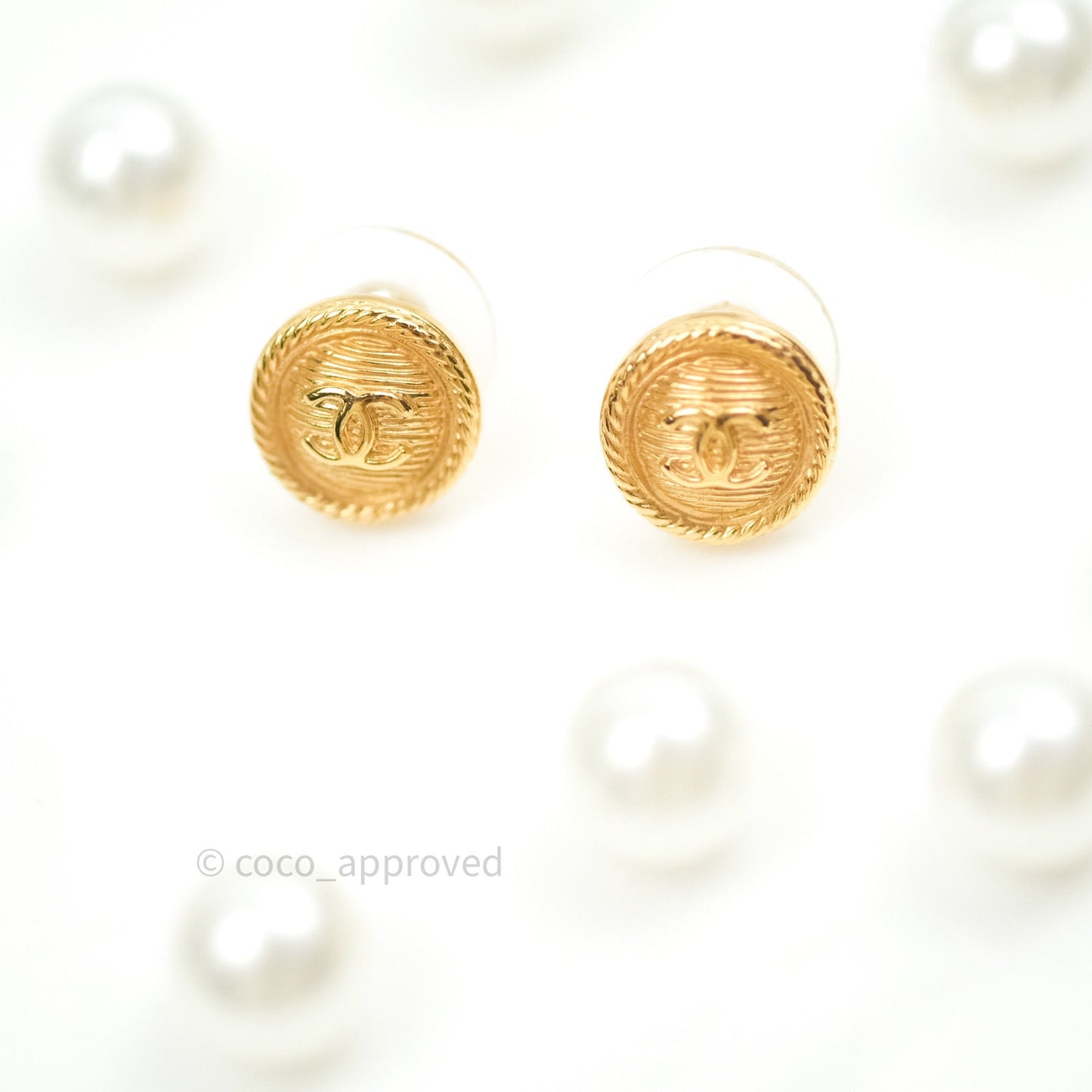 Chanel CC Earrings Gold Tone 18A