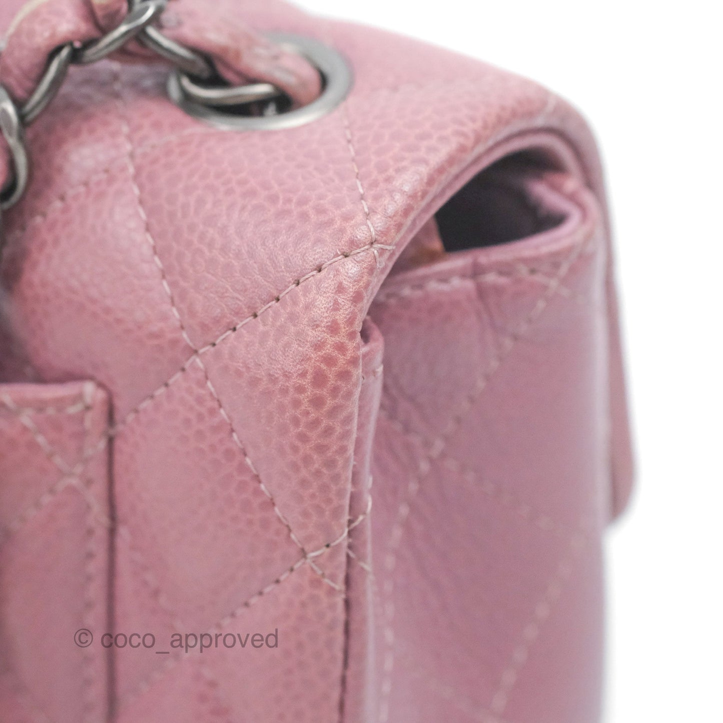 Chanel Quilted Mini Rectangular Flap Dark Pink Caviar Ruthenium Hardware