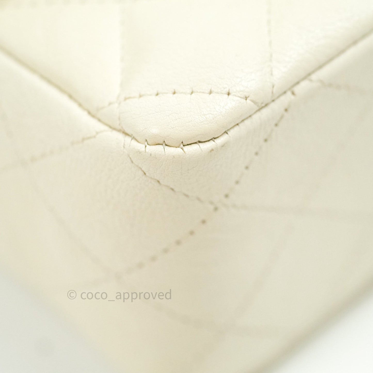 Chanel Quilted Mini Rectangular Flap Ivory Grained Calfskin Black Hardware