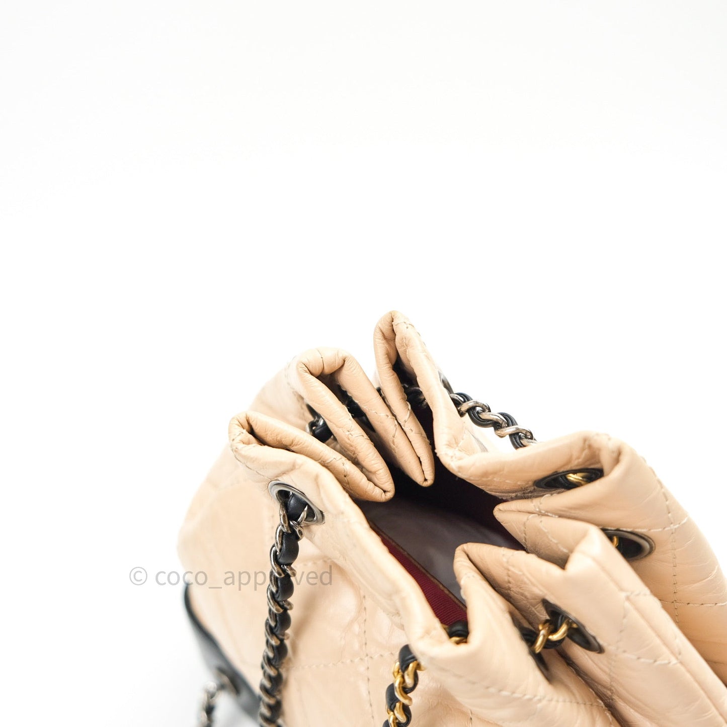 Chanel Gabrielle Backpack Black Aged Calfskin Small Beige Black