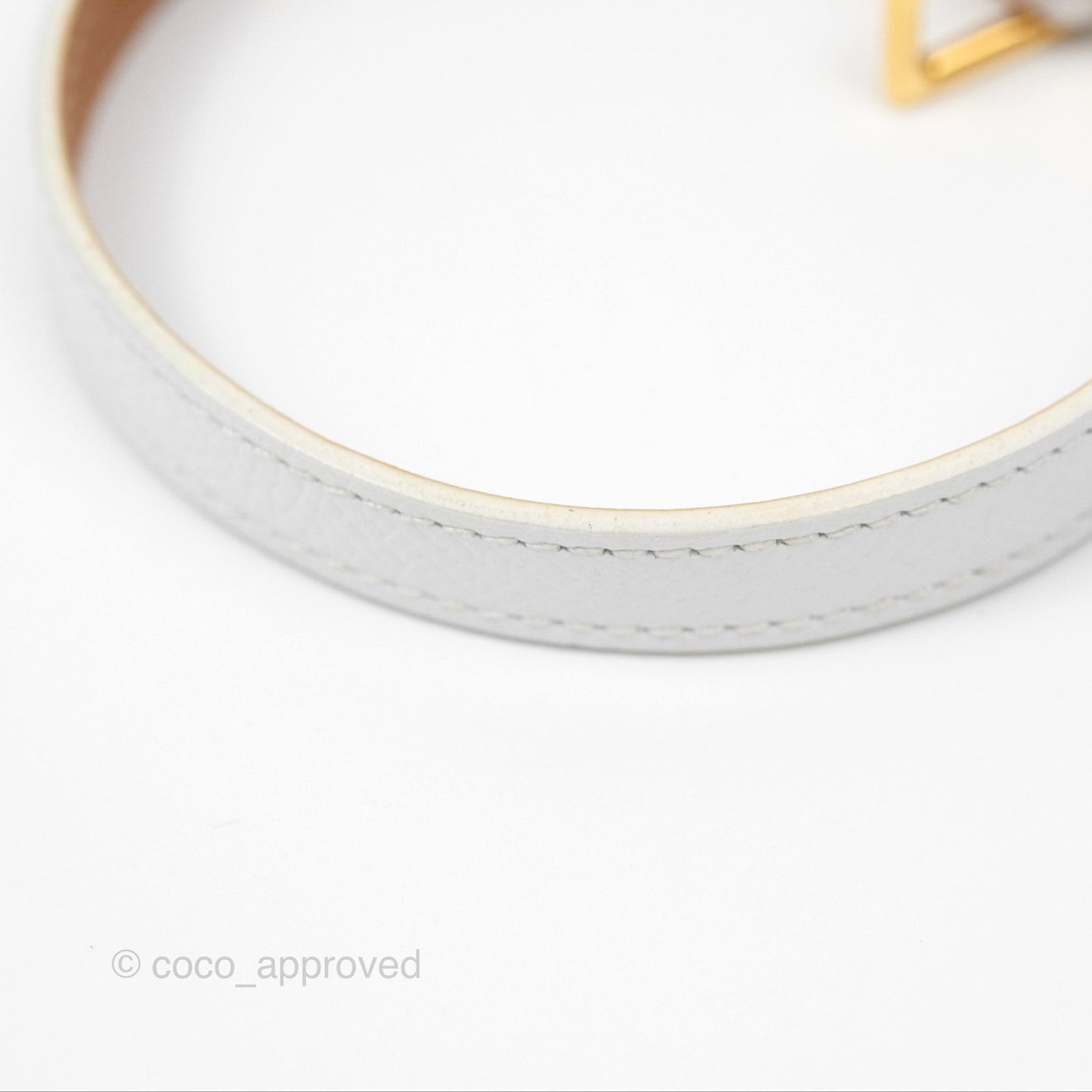 Hermès Rivale Double Tour Bracelet White Epsom Gold Hardware