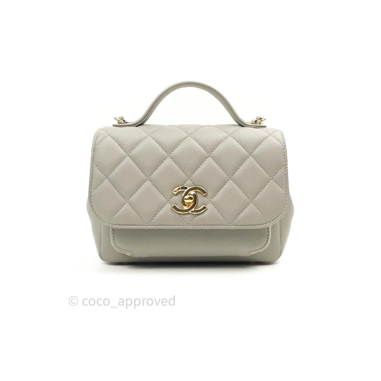 Chanel Quilted Small Business Affinity Flap Grey Caviar Light Gold Hardware