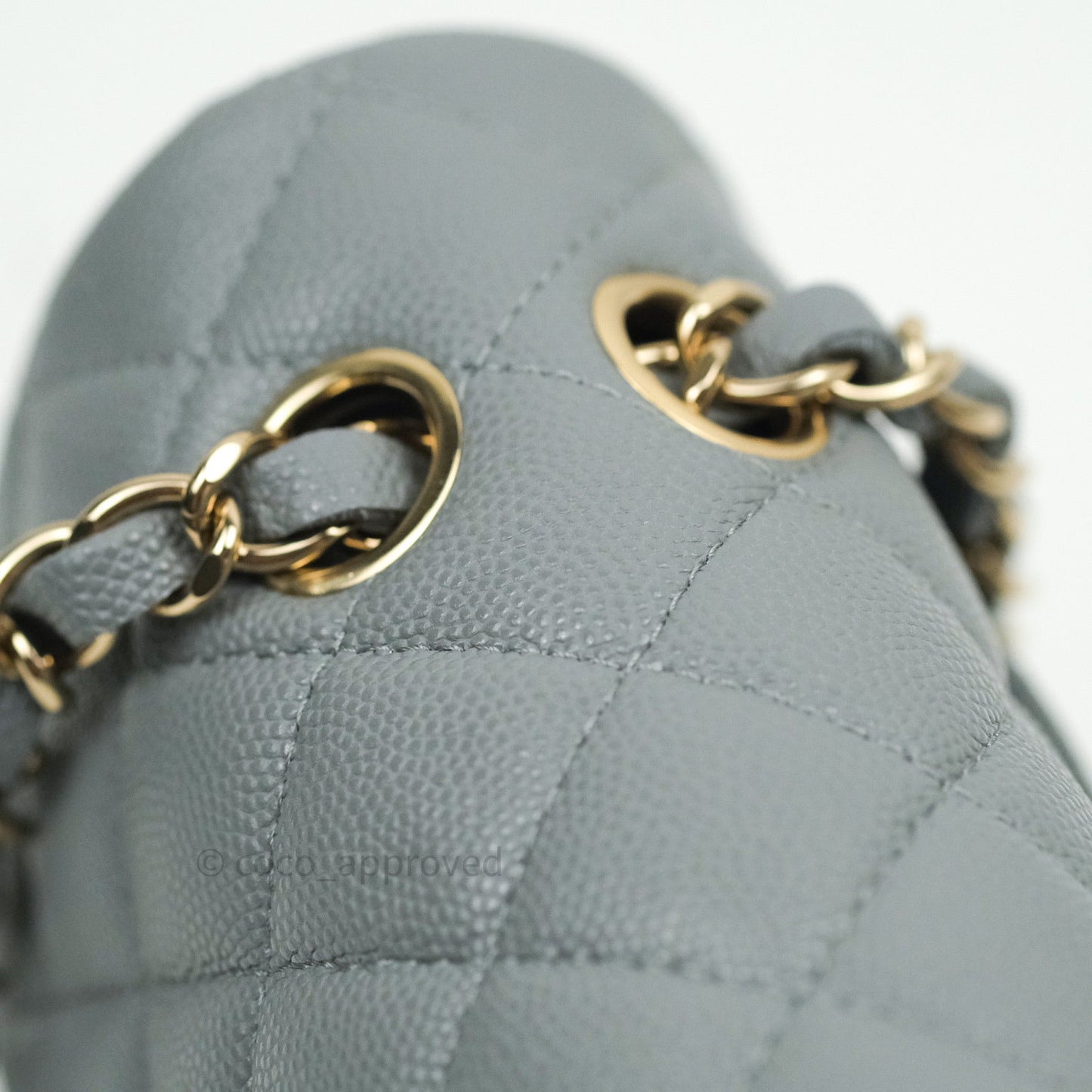 Chanel Classic Small S/M Flap Grey Caviar Light Gold Hardware