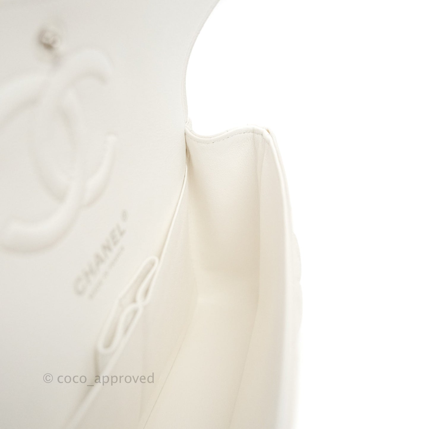 Chanel Classic Small S/M Flap White Caviar Silver Hardware