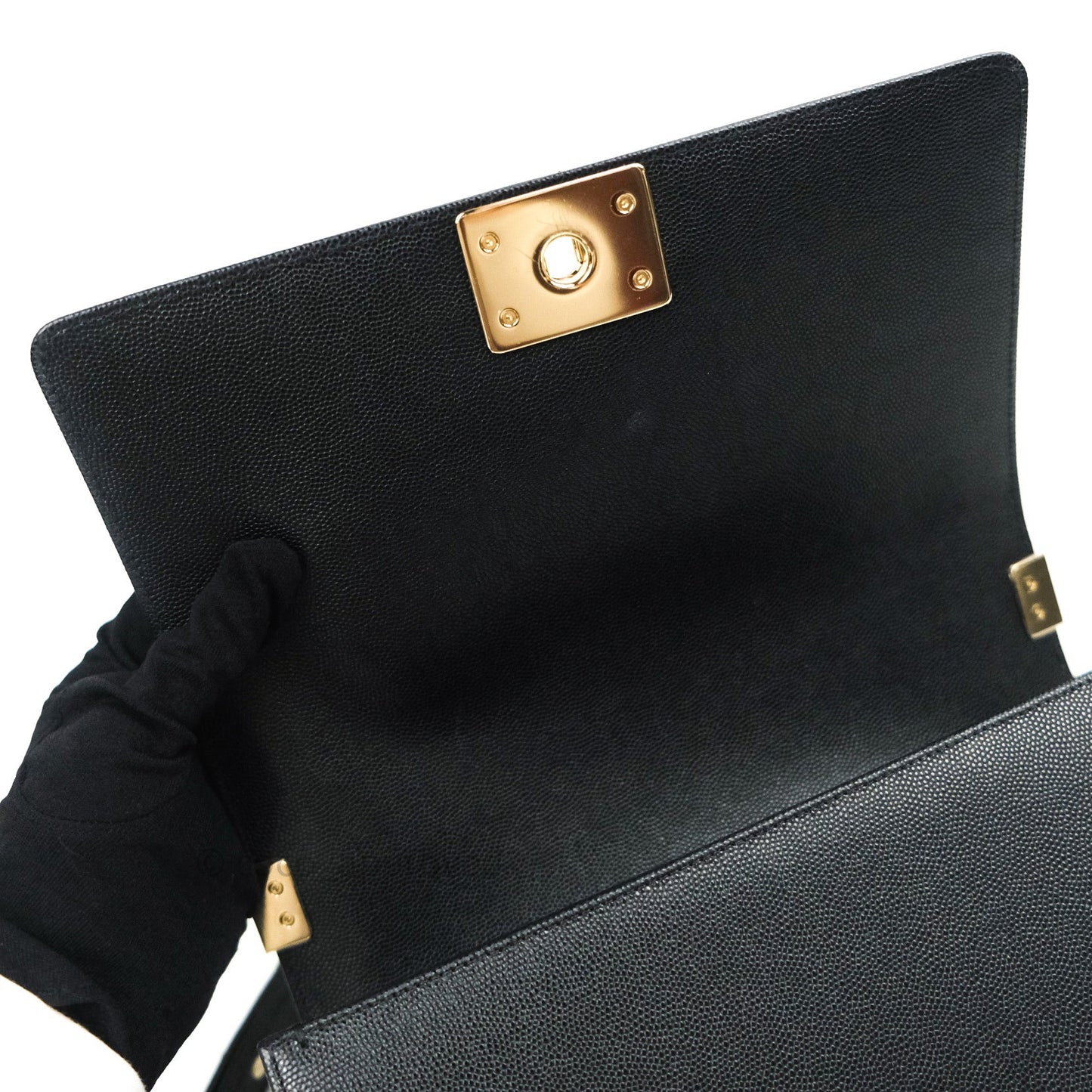 Chanel Quilted Medium Boy Flap Black Caviar Gold Hardware
