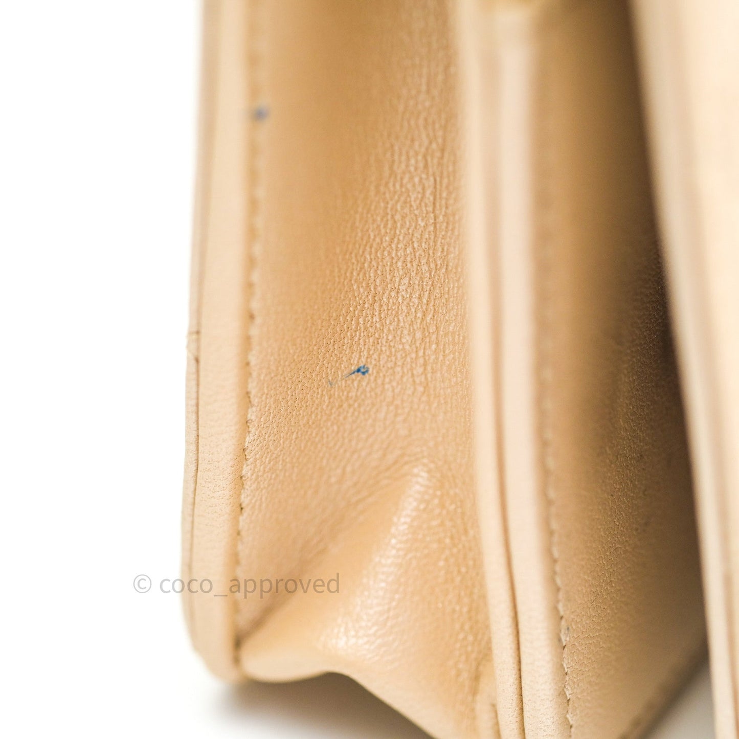 Chanel Quilted Beige Iridescent Lambskin Pearl Wallet On Chain WOC