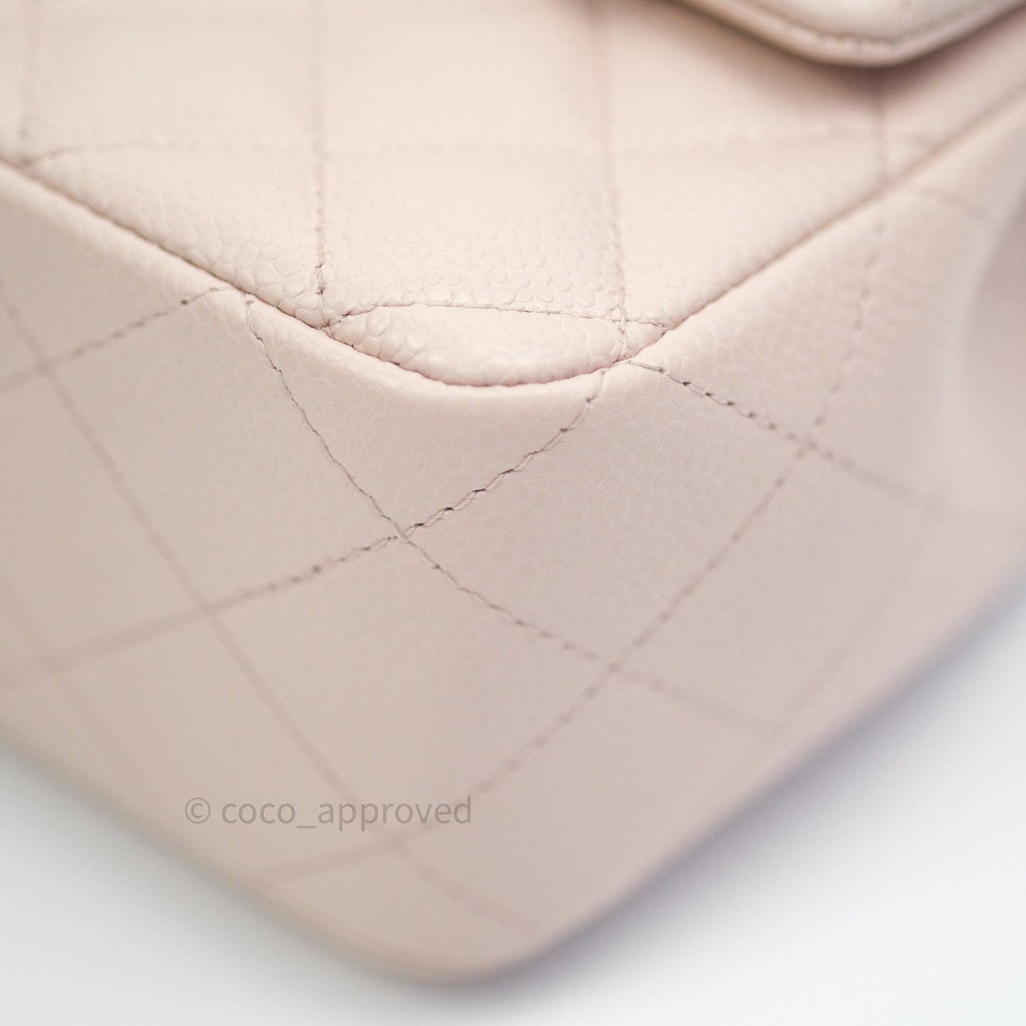 Chanel Quilted Mini Rectangular Sakura Pink Caviar Ruthenium Hardware