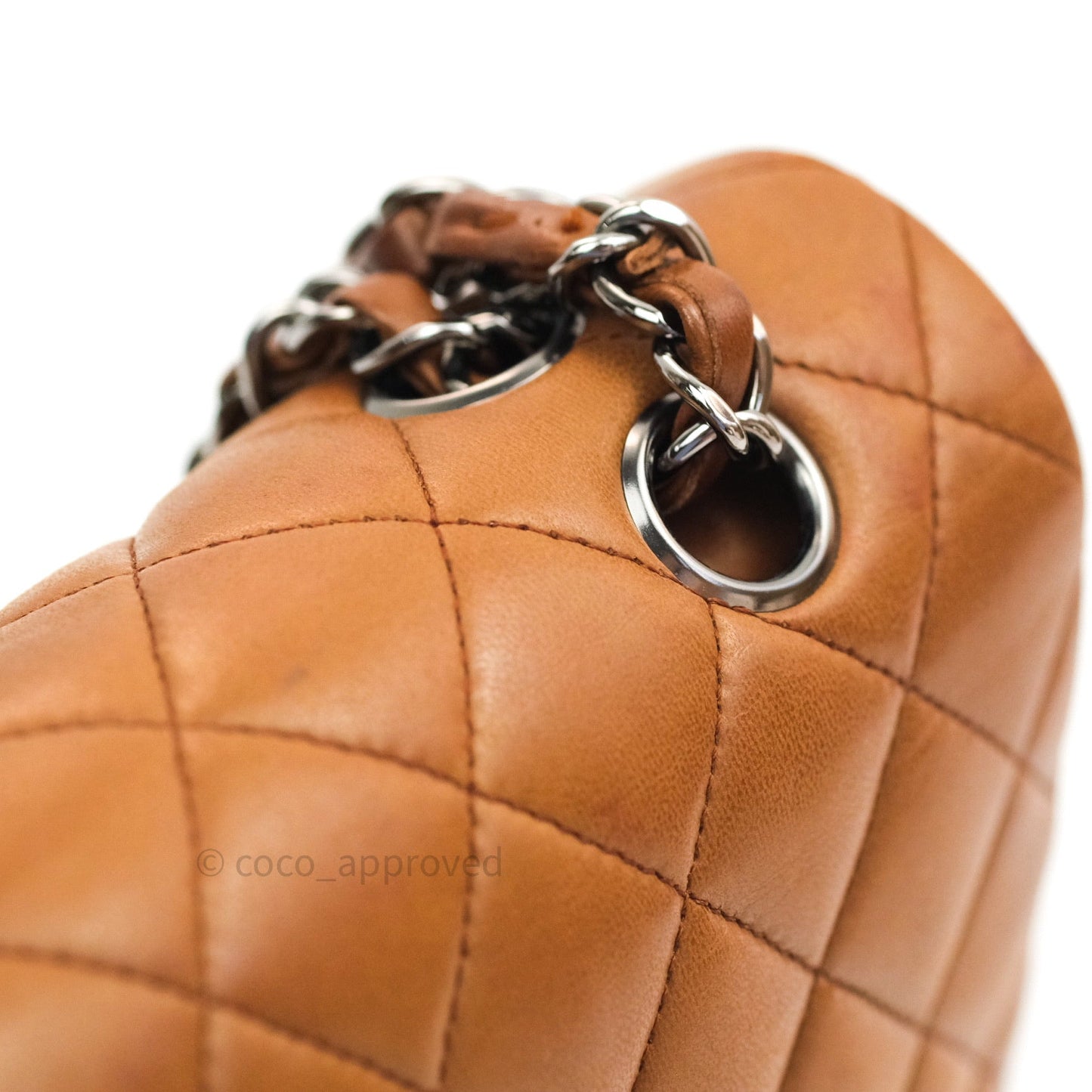 Chanel Classic M/L Brown Lambskin Silver Hardware