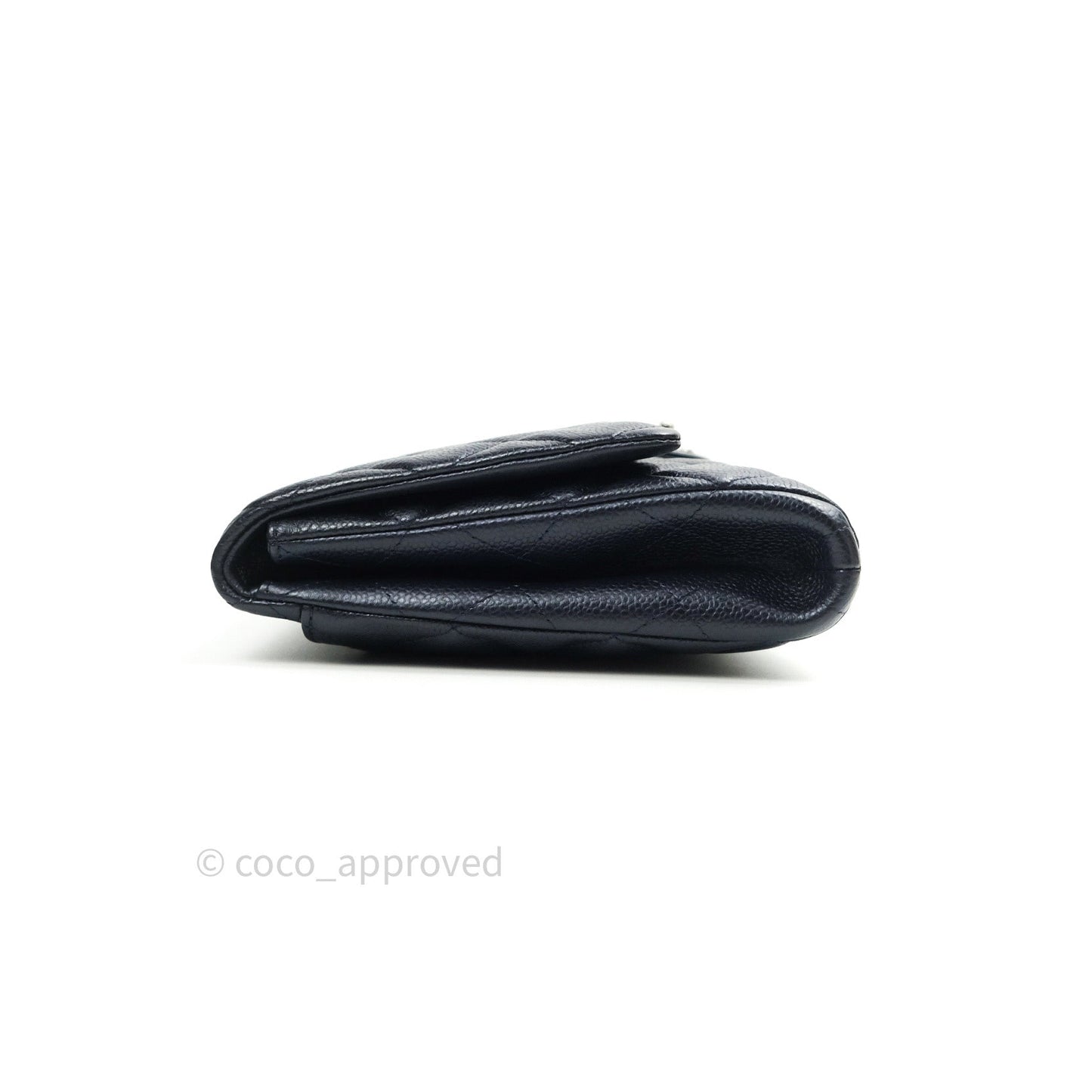 Chanel Quilted Clutch with Chain Dark Navy Caviar Silver Hardware