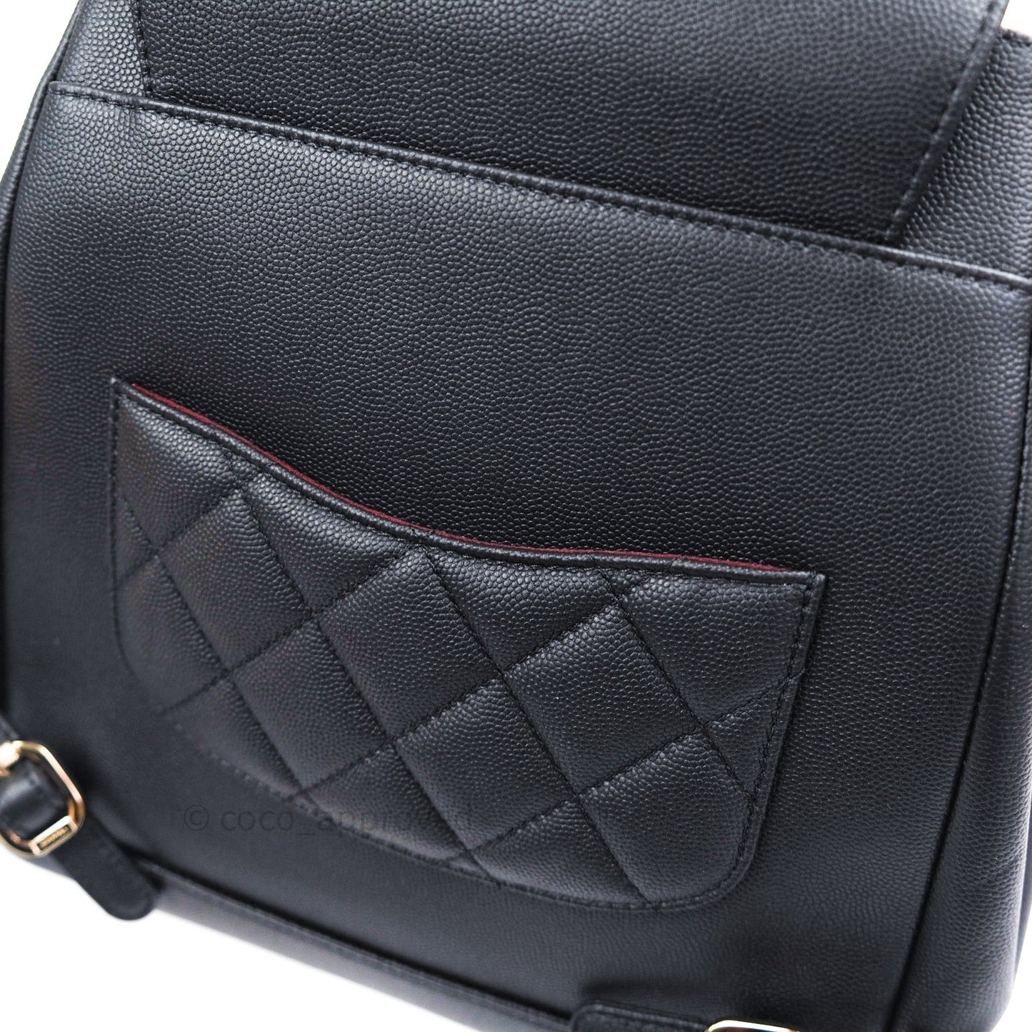 Chanel Quilted Business Affinity Backpack Black Caviar Light Gold Hardware