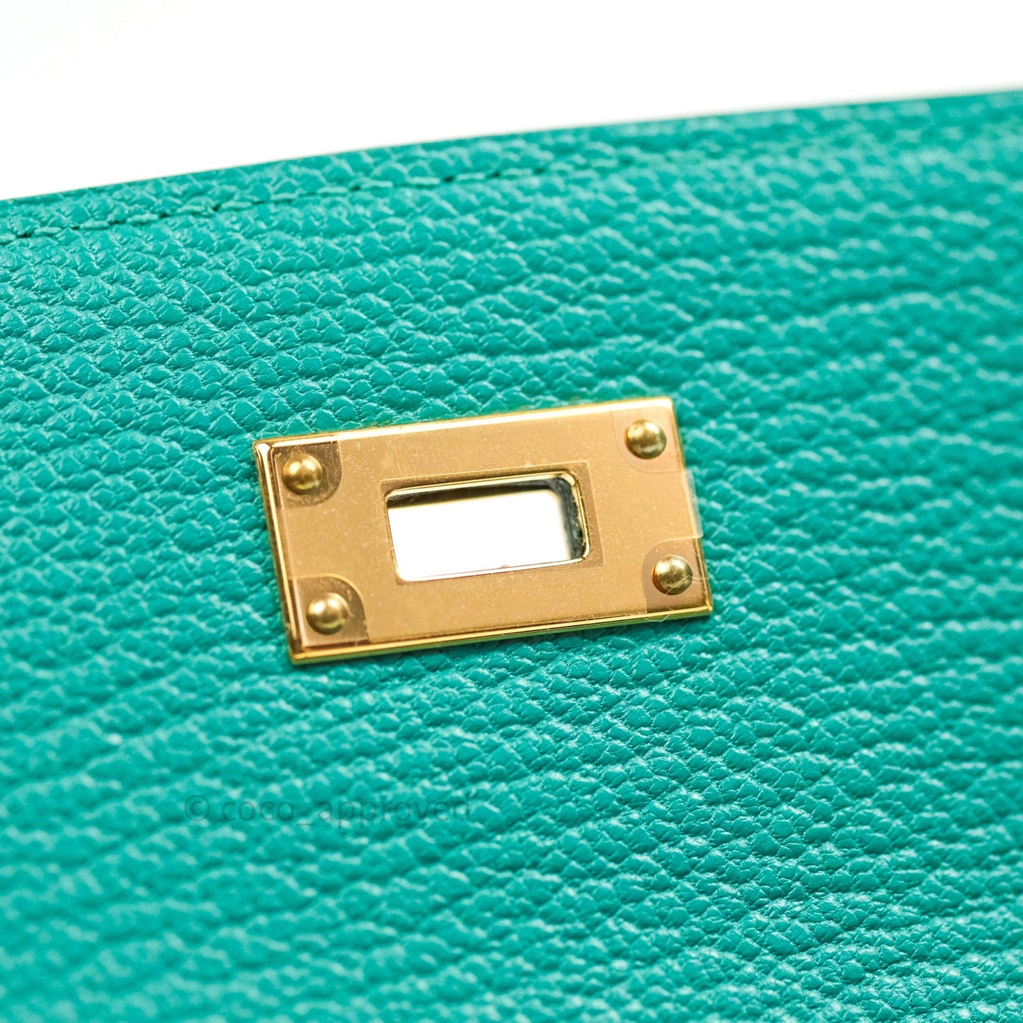 Hermès Chevre Mysore Kelly Wallet Vert Verone Gold Hardware