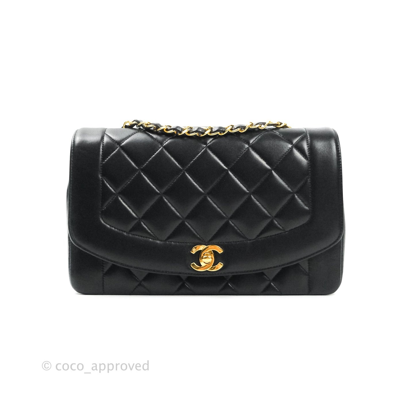 Chanel Black Quilted Lambskin Medium Vintage Classic Diana Flap Bag