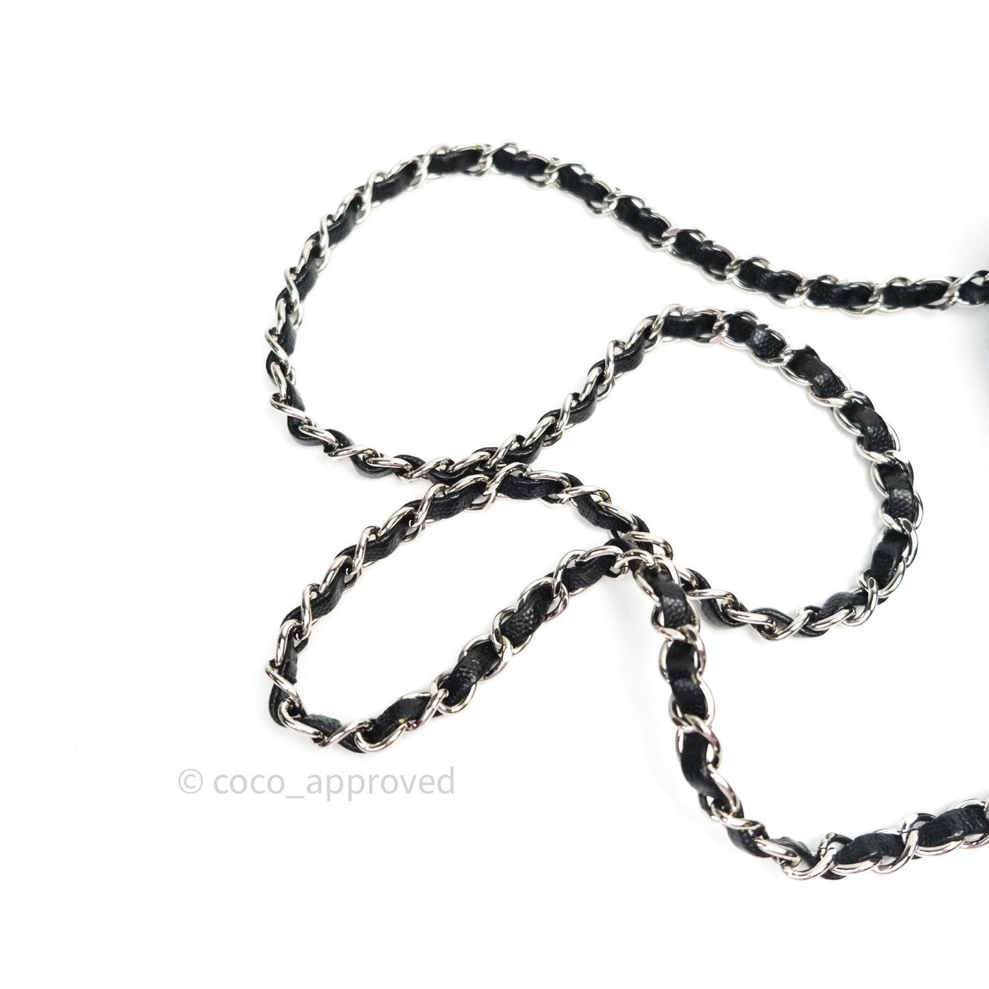Chanel Mini Square Chevron Black Caviar Silver Hardware