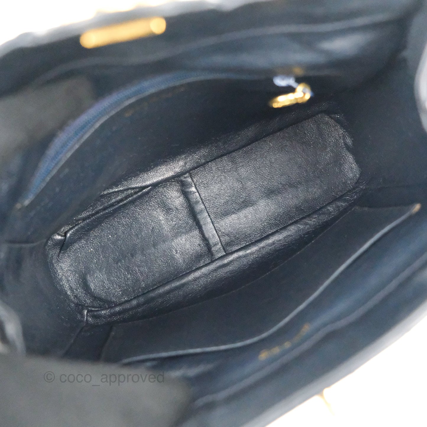 Chanel Vintage CC Box Shoulder Bag Navy Lambskin Gold Hardware