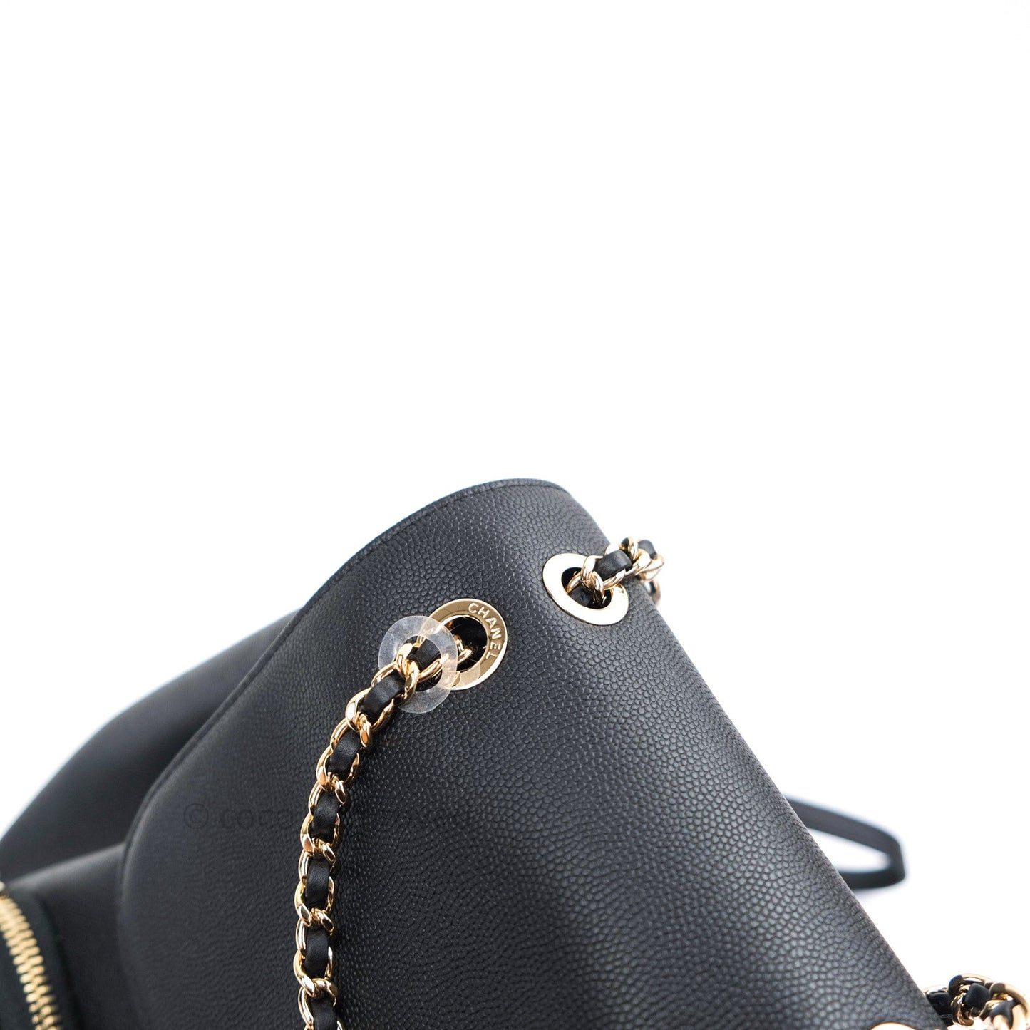 Chanel Quilted Business Affinity Backpack Black Caviar Light Gold Hardware