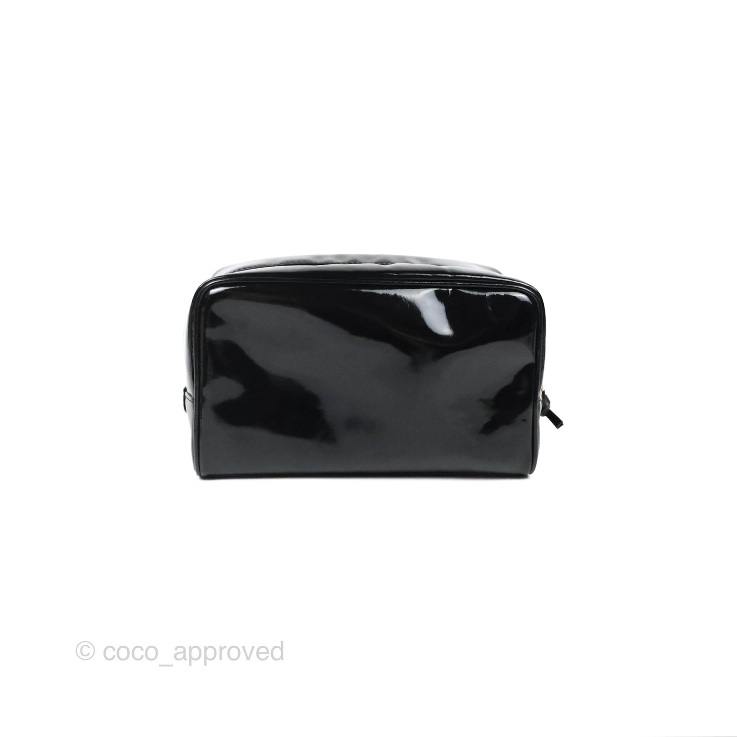 Chanel Vintage Coco Black Leather Patent Make Up Pouch