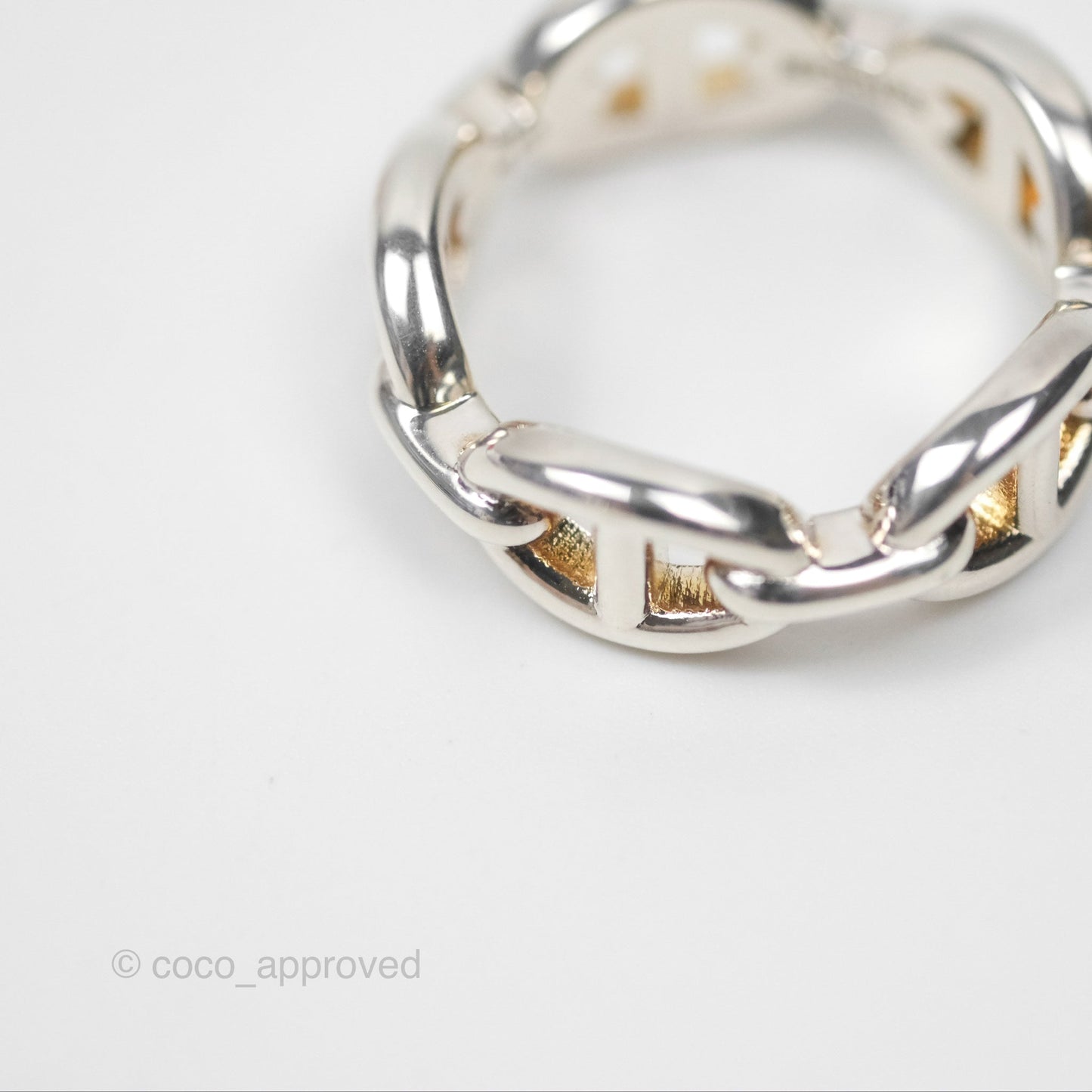 Hermès Sterling Silver PM Chaine d'Ancre Enchainee Band Ring SIze 53