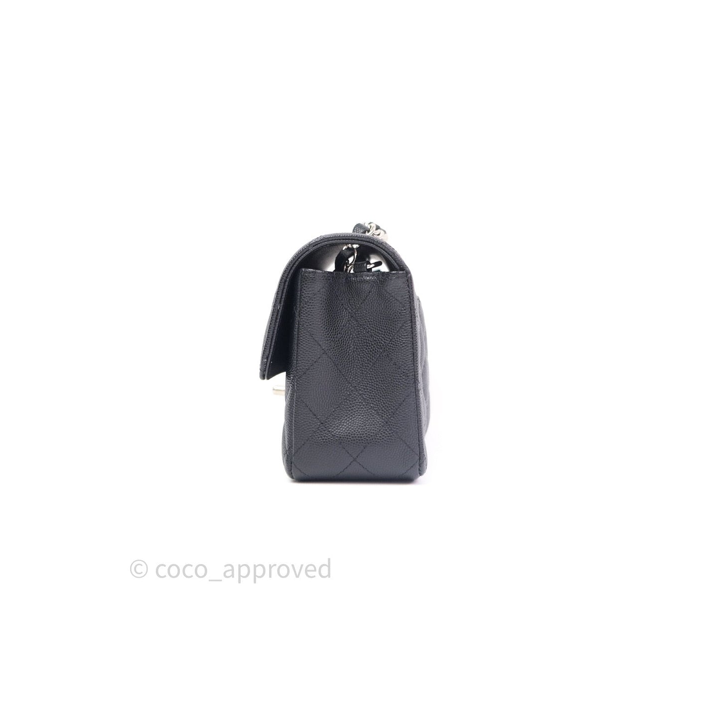 Chanel Quilted Mini Rectangular Black Caviar Silver Hardware 18CC