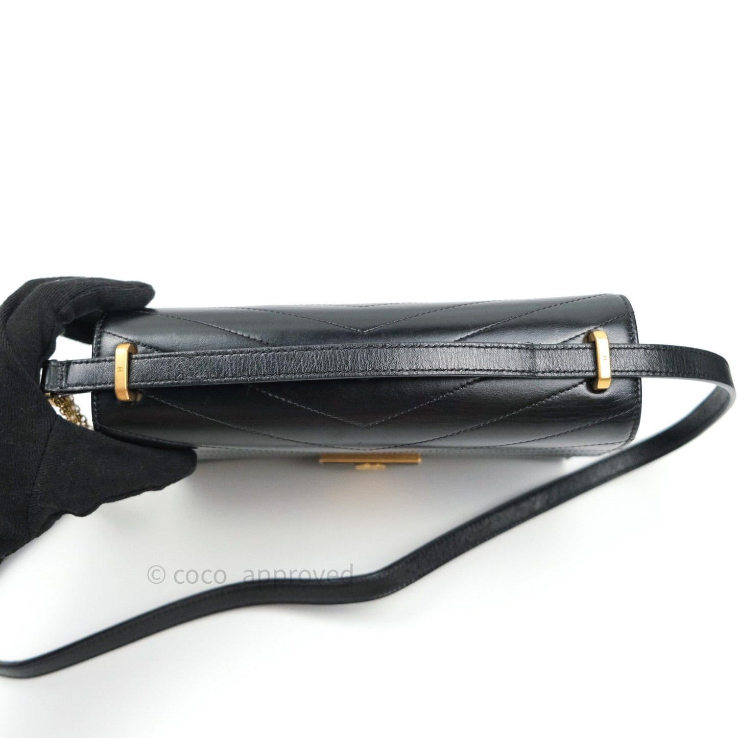 Chanel Chevron Calfskin Medium Medal Flap Black