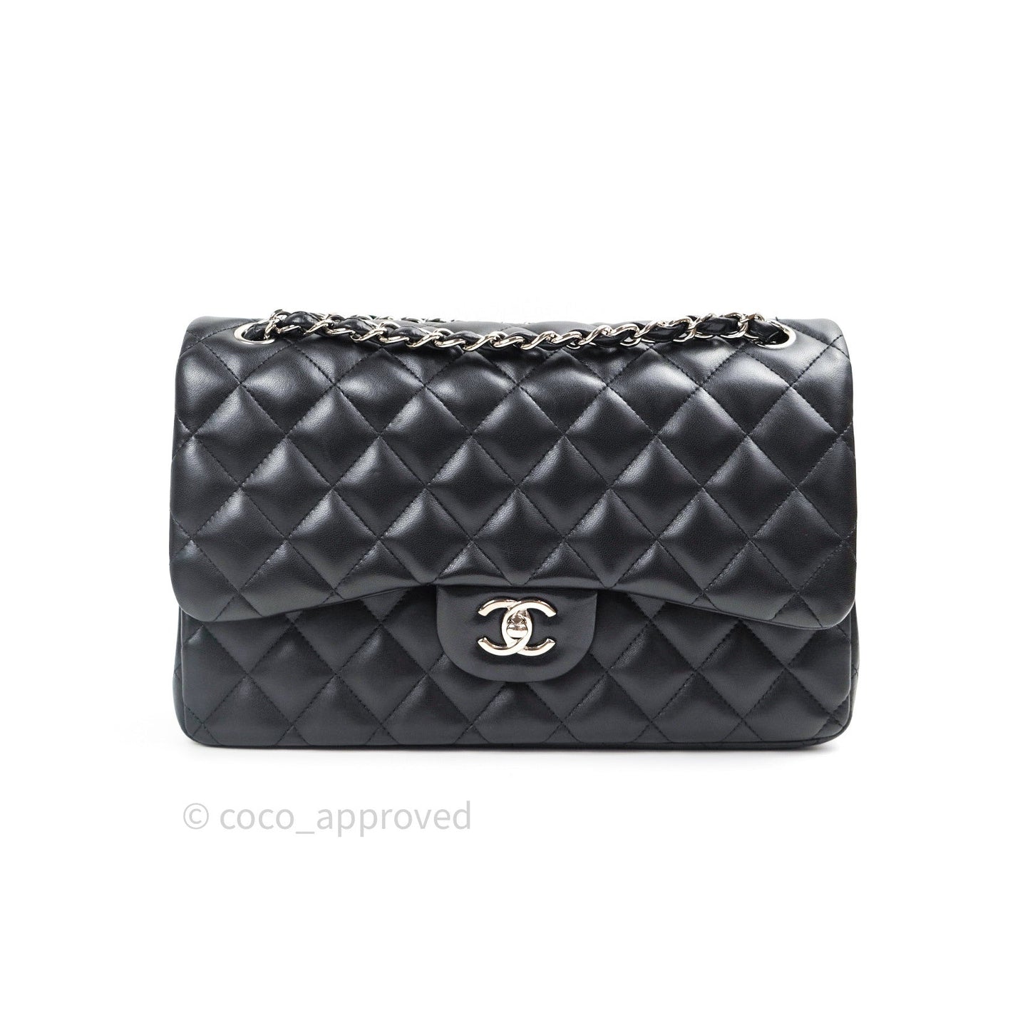 Chanel Jumbo Double Flap Black Lambskin Silver Hardware⁣⁣