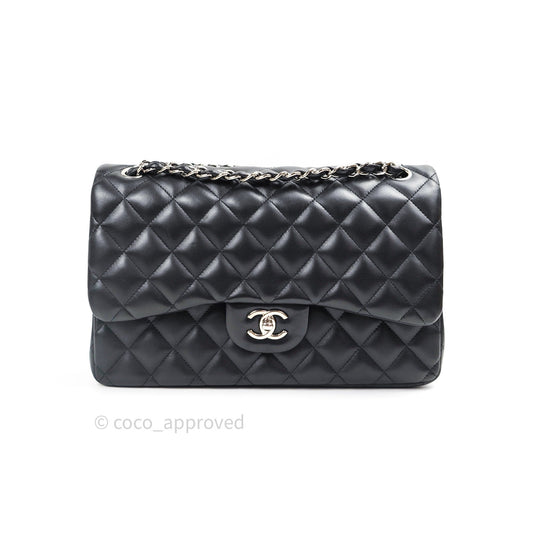 Chanel Jumbo Double Flap Black Lambskin Silver Hardware⁣⁣